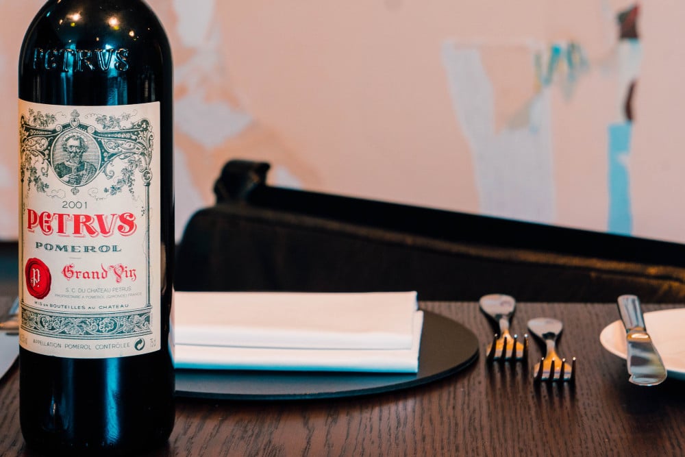 Petrus Pomerol Grand Vin diner bottle restaurant