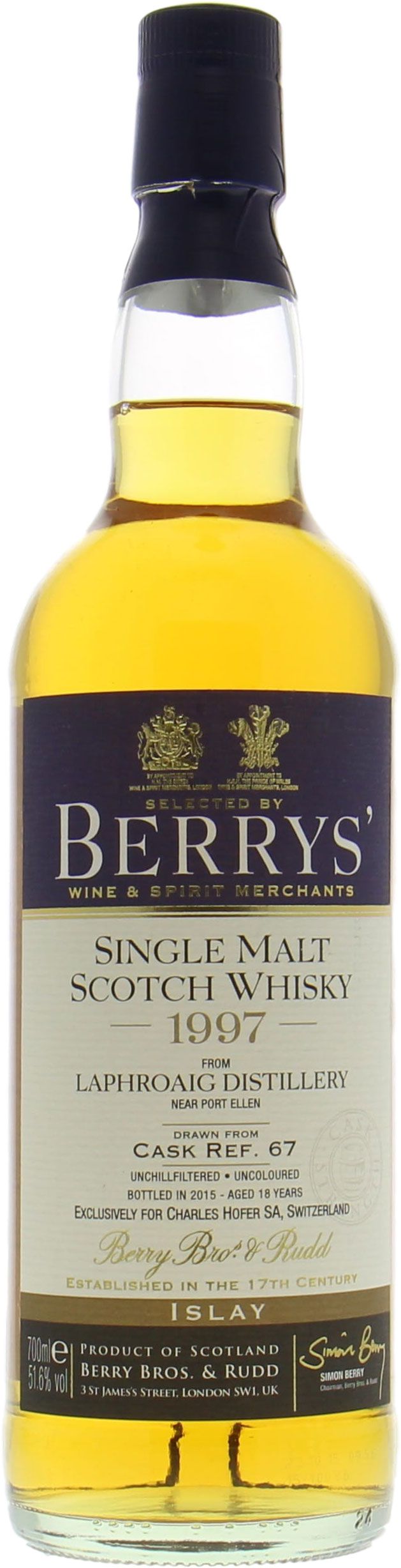 Laphroaig - 18 Years Berry's Own Selection for Charles Hofer Cask 67 51.6% 1997 Perfect