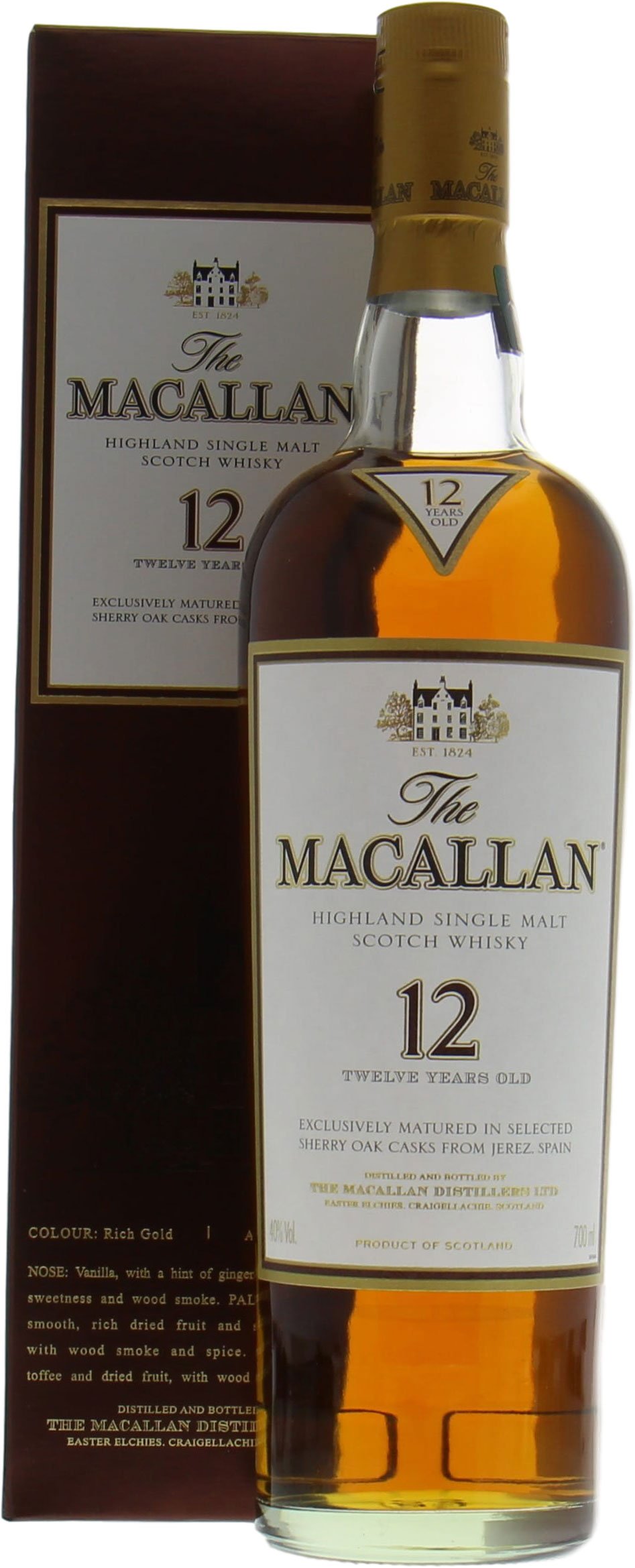 Macallan - 12 Years Old Sherry Oak 40% NV In Original Container