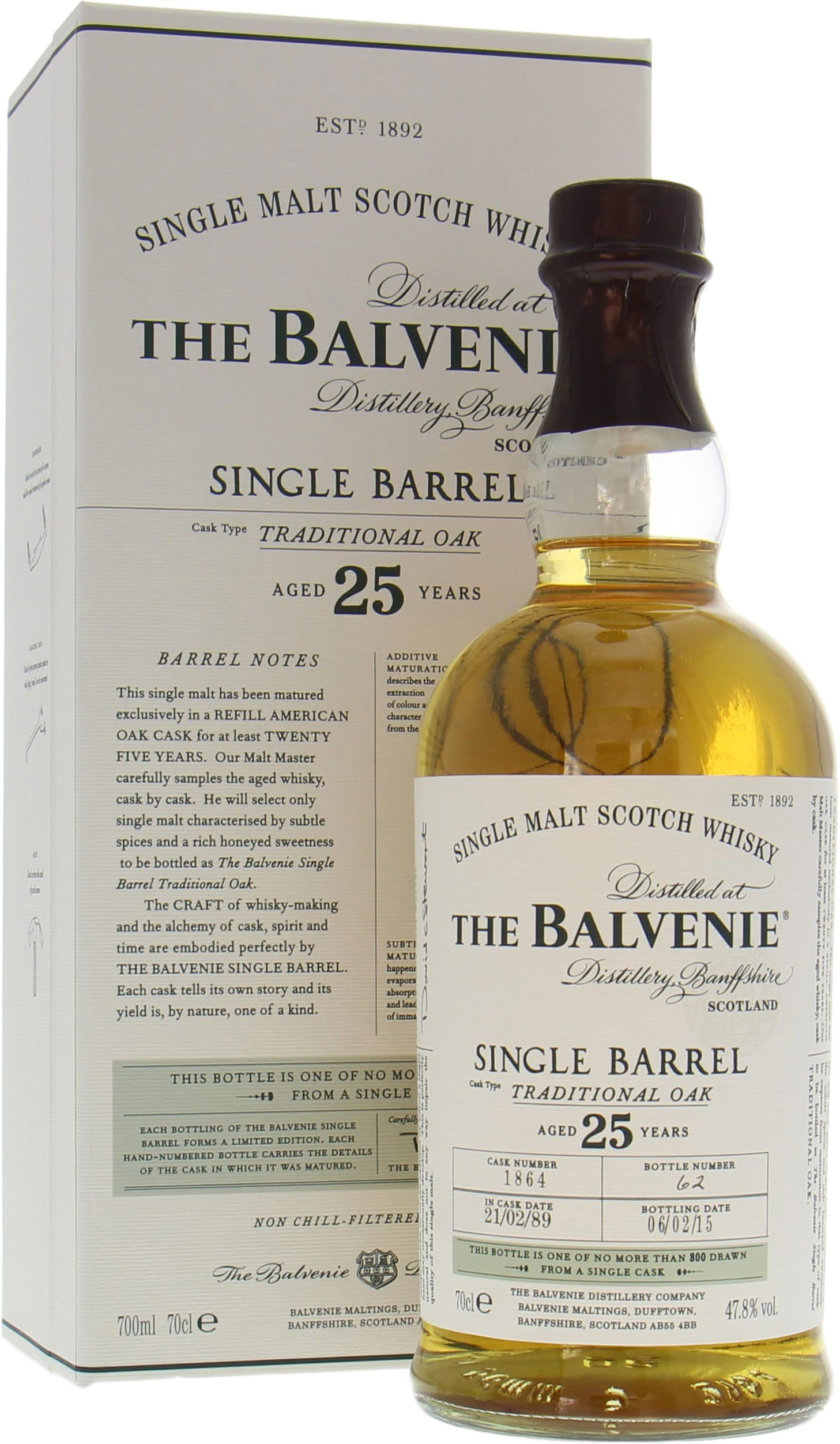 Balvenie - 25 Years Old Single Barrel Cask:1864 47.8% NV In Original Container