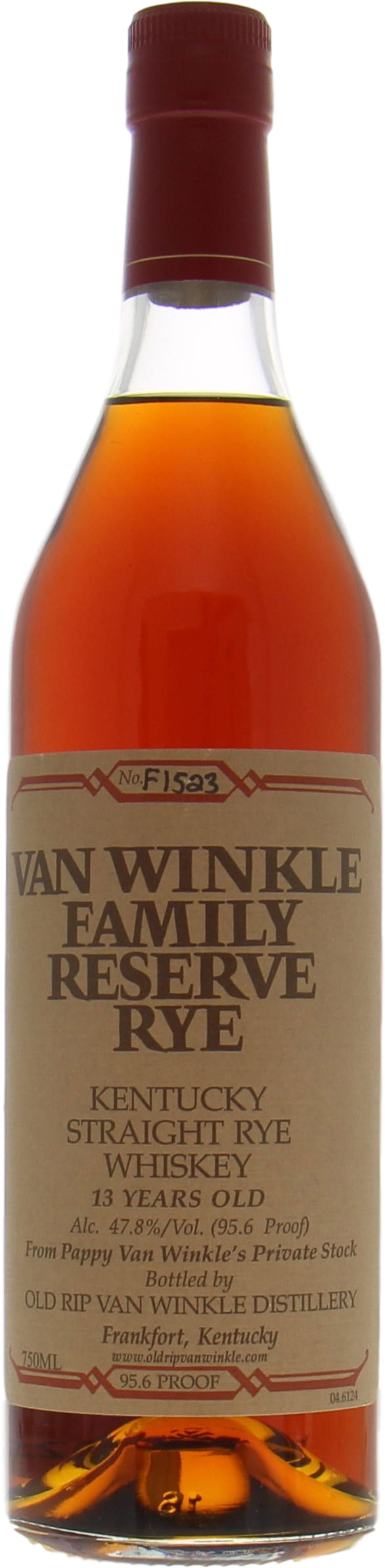 Van Winkle - Rye 13 Years Old Family Reserve No. F1523 95.6 Proof 47.8% NV Perfect
