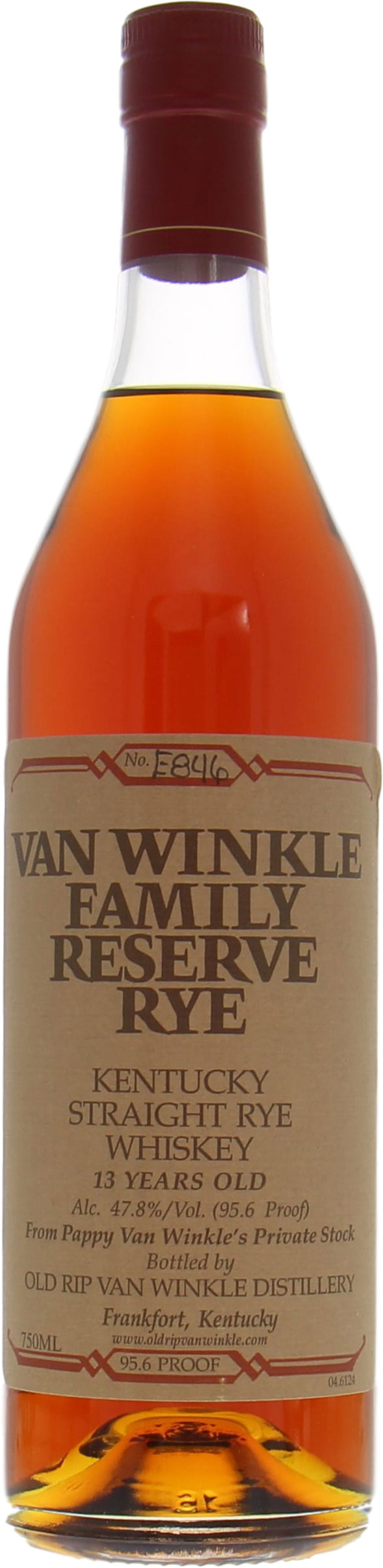 Van Winkle - Rye 13 Years Old Family Reserve No. E846 95.6 Proof 47.8% NV Perfect