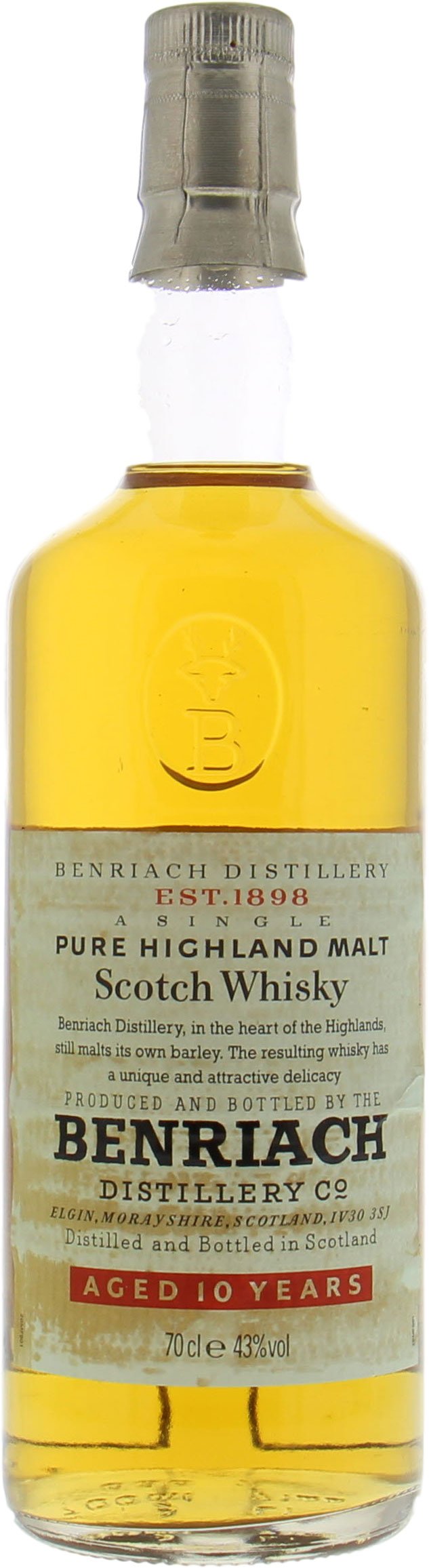 Benriach - 10 Years Old Pure Highland Malt 43% NV No Original Container Included!