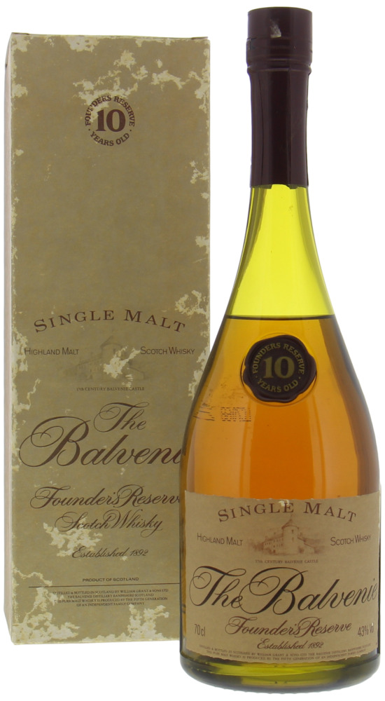 Balvenie - 10 Years Old Founders Reserve Old Label, cognac shaped bottle 43% NV In Original Box
