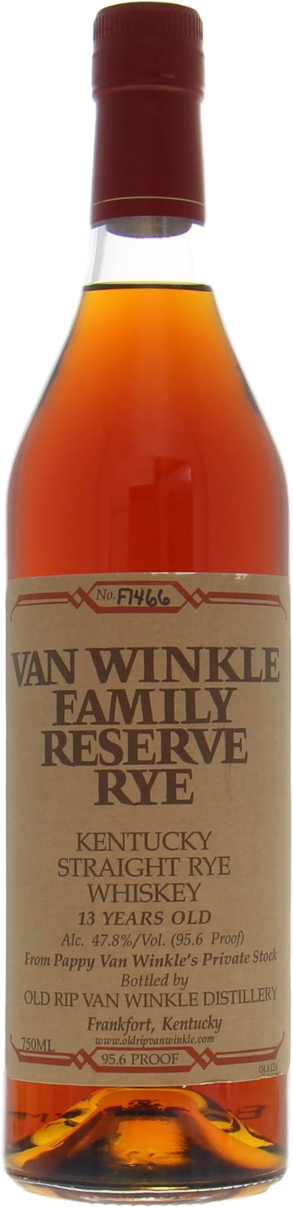 Van Winkle - Rye 13 Years Old Family Reserve No. F1466 95.6 Proof 47.8% NV Perfect