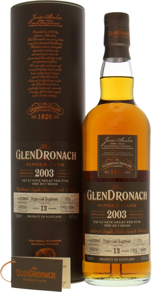 Glendronach - 13 Years Old Virgin Oak Cask 1751 Exclusively for The Duchess 53.9%  2003