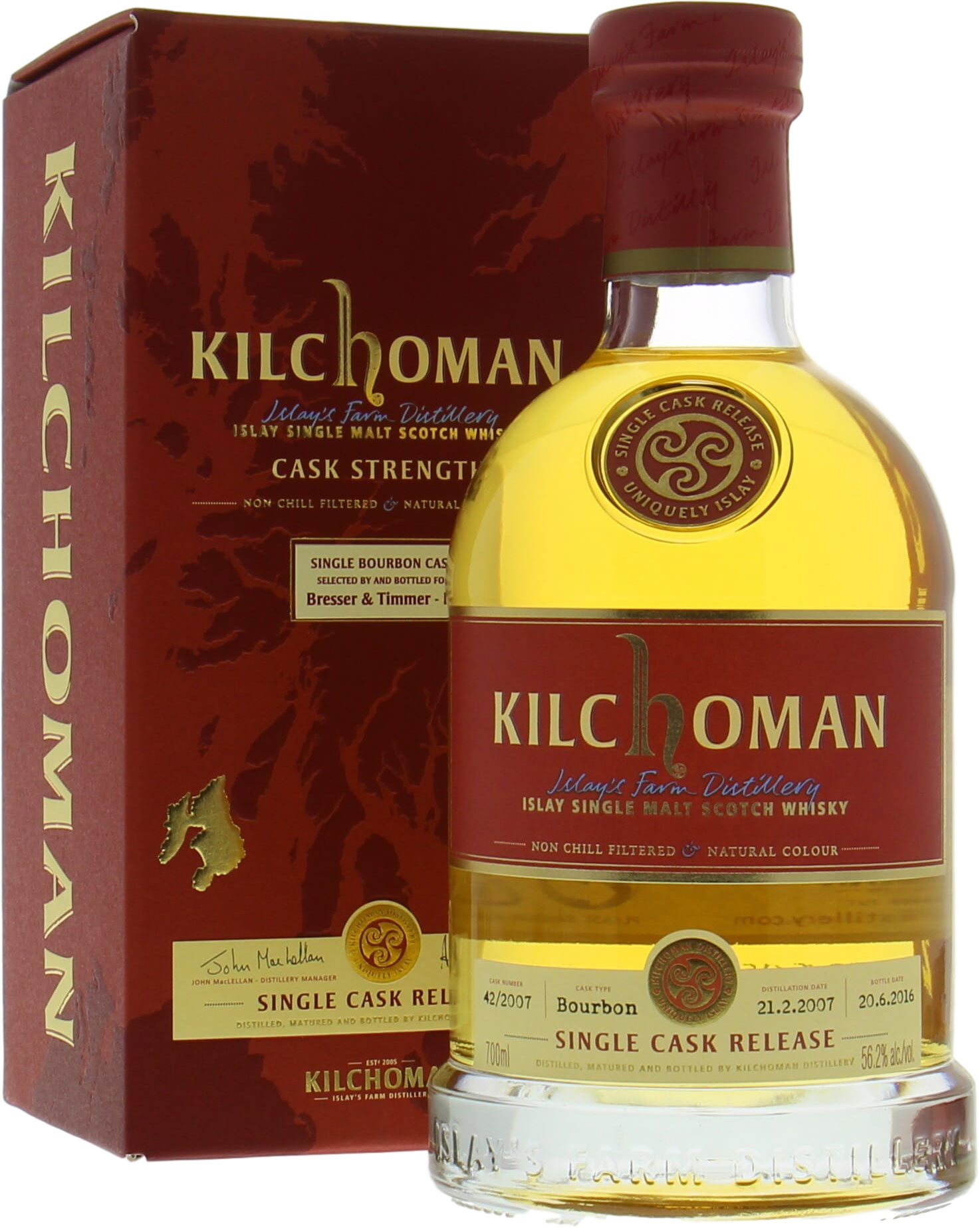 Kilchoman - 9 Years Old Cask 42/2007 For Bresser & Timmer 56.2% 2007 In Original Container