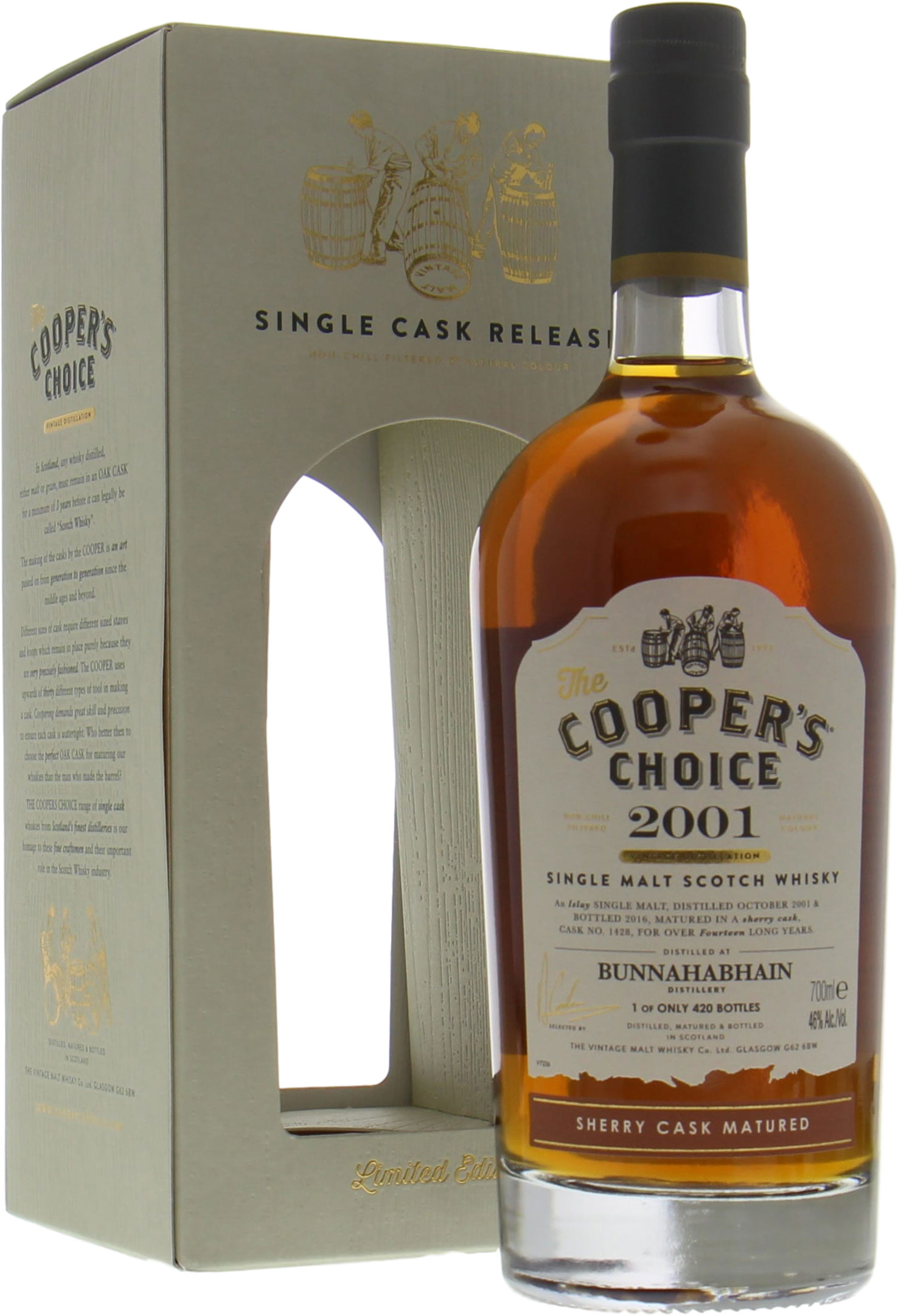 Bunnahabhain - 14 Years Old Cooper's Choice 1428 46% 2001 In Original Container