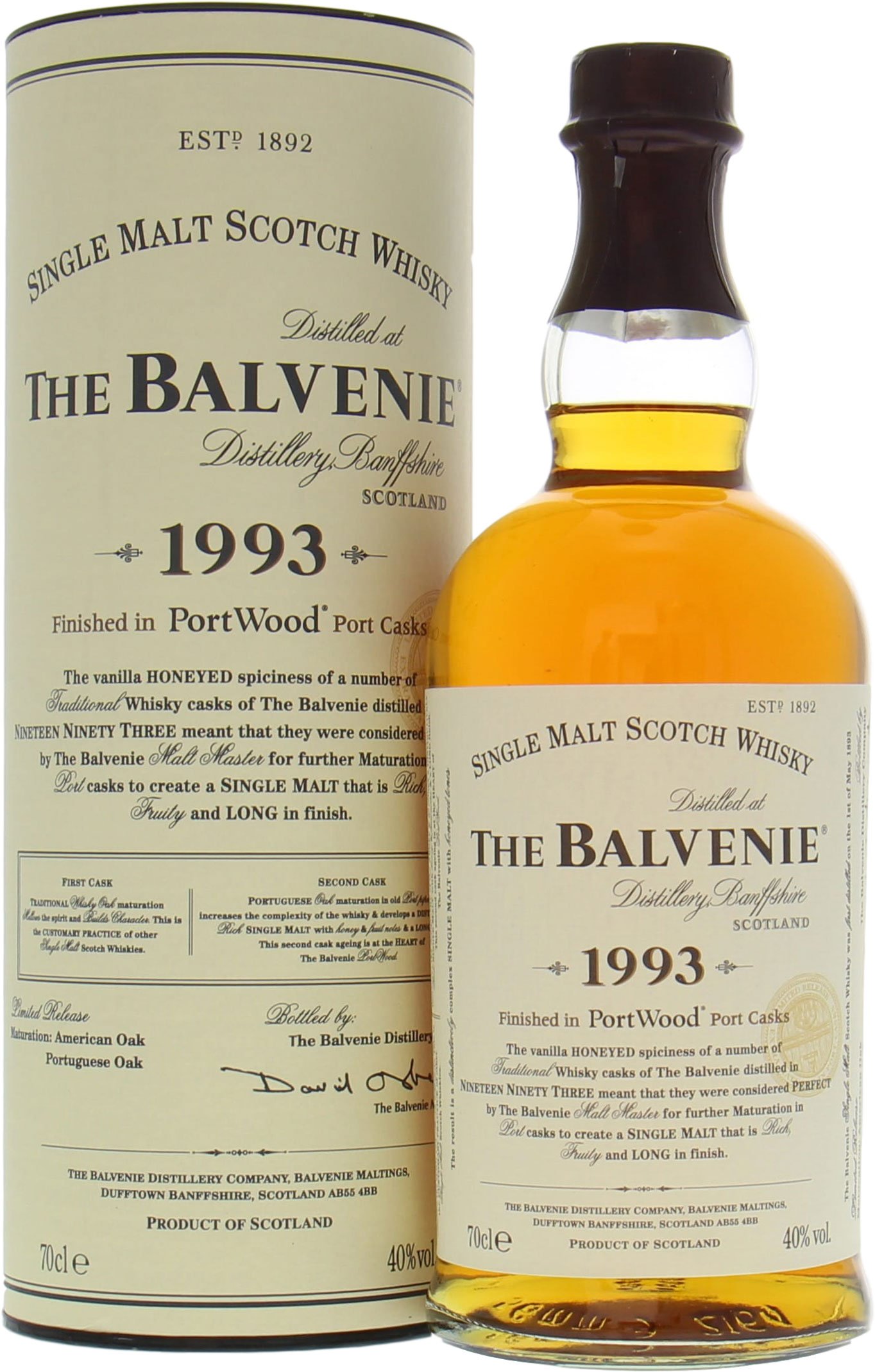 Balvenie - 13 Years Old Port Wood 40% 1993 In Original Container