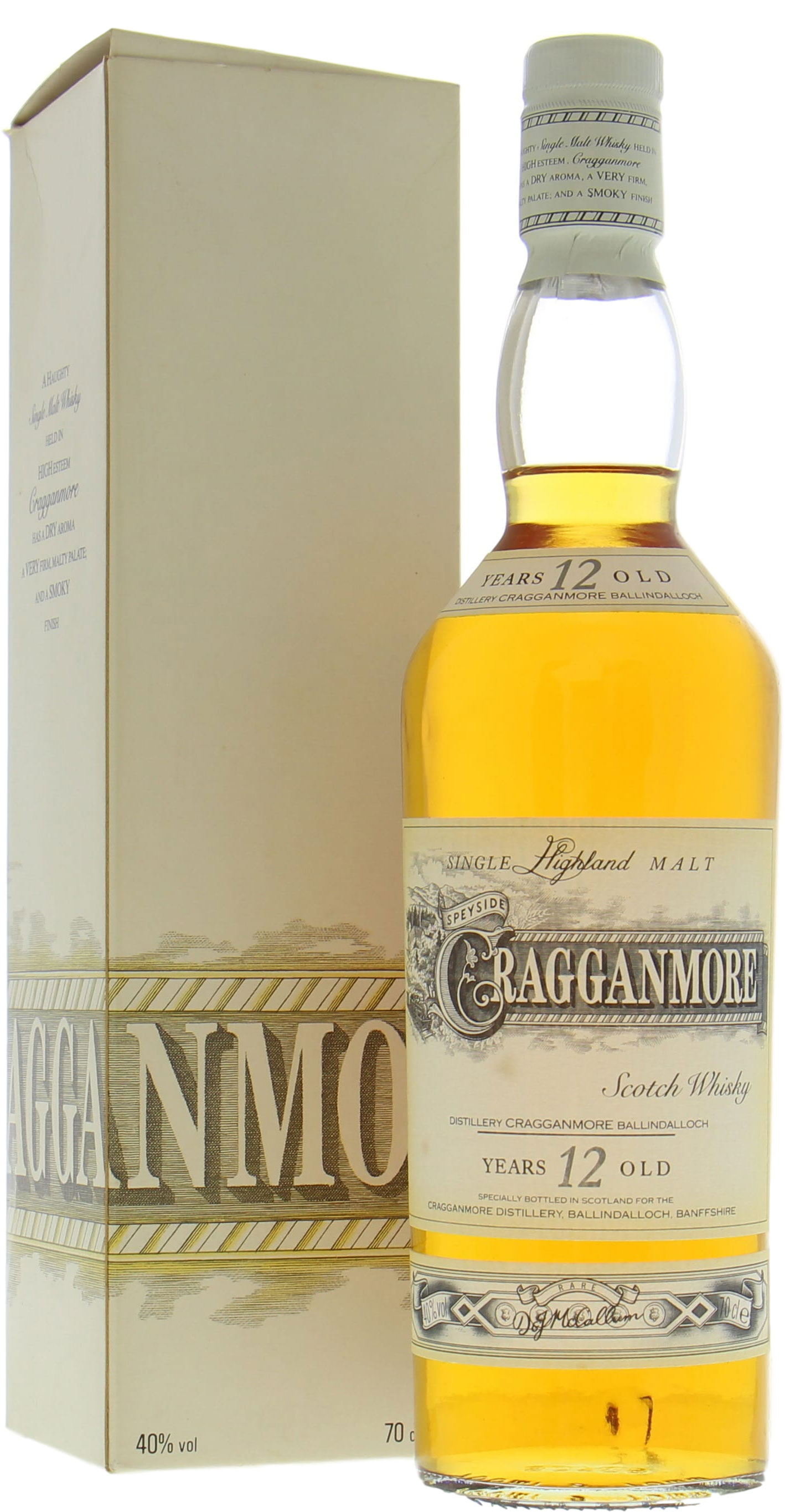 Cragganmore - 12 Years Old two-part label from the 1980's 40% NV Perfect
