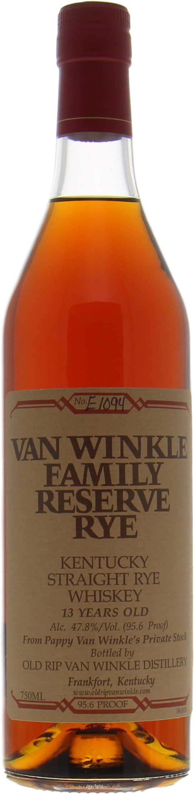 Van Winkle - Rye 13 Years Old Family Reserve No. E1094 95.6 Proof 47.8% NV Perfect