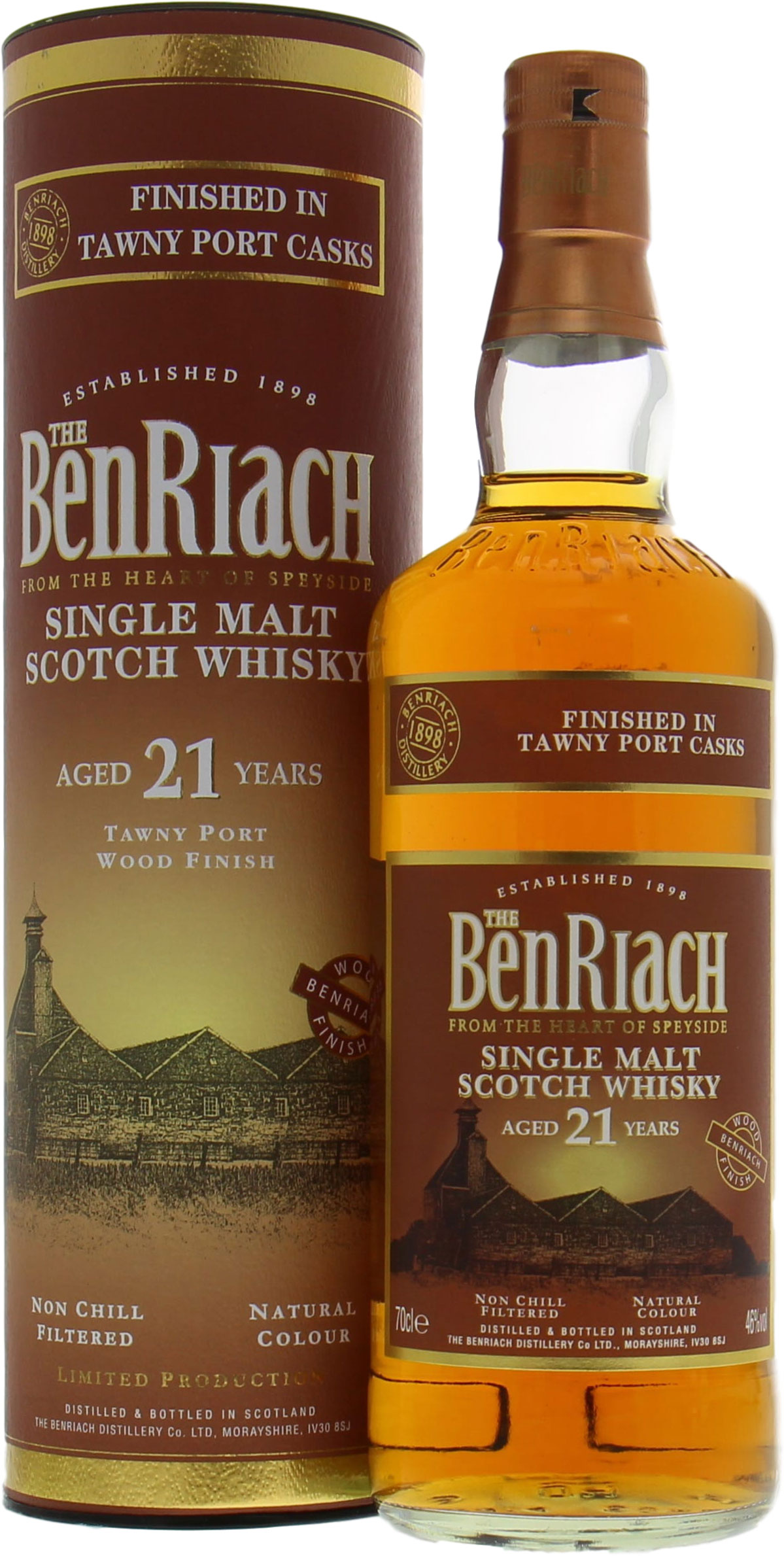 Benriach - 21 Years Old Tawny Port Finish 46% NV In Original Container