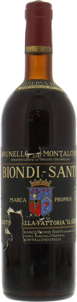Biondi Santi - Brunello Riserva Greppo 1977 Top shoulder or better