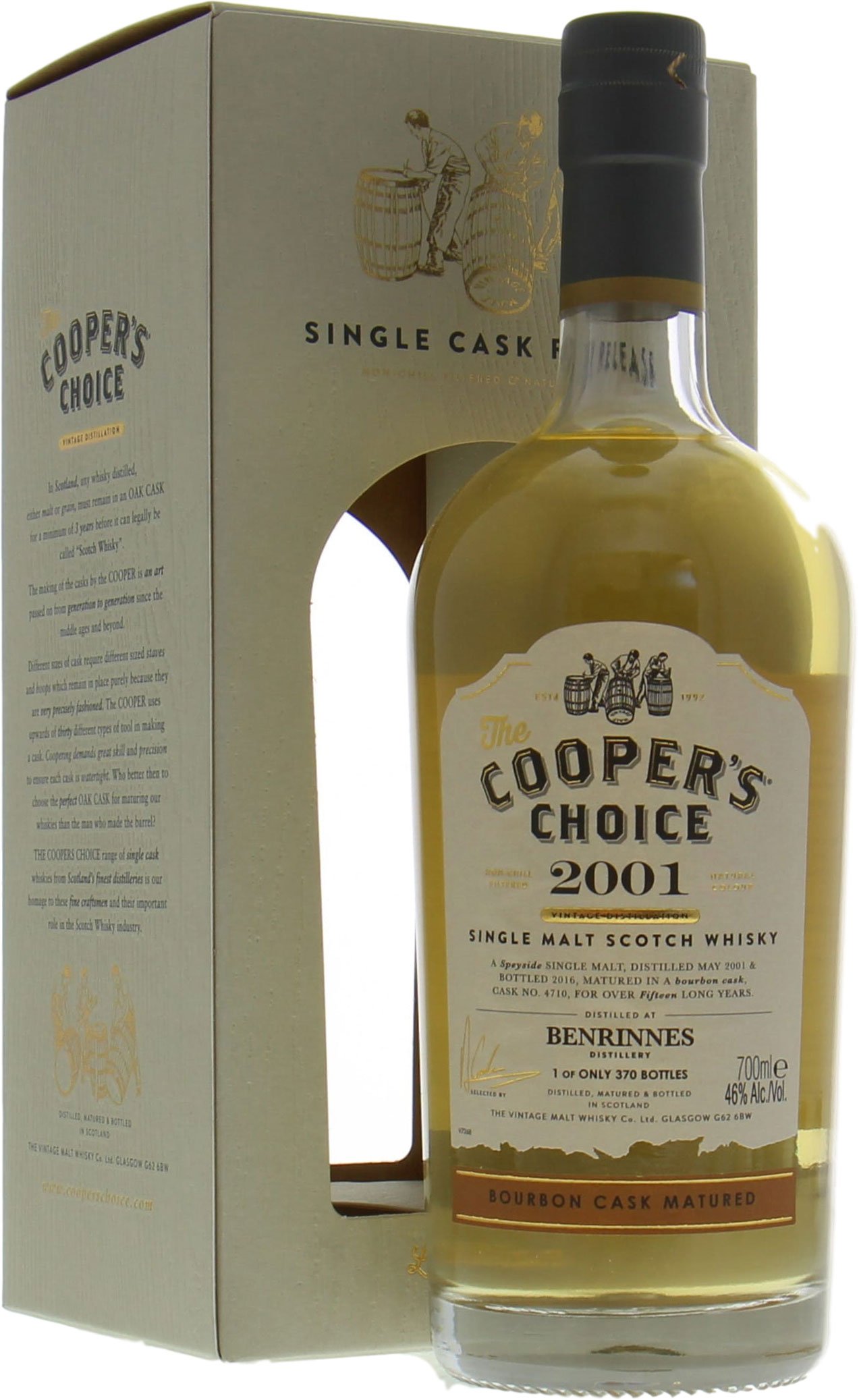 Benrinnes - 15 Years Old Cooper's Choice Cask:4710 46% 2001 In Original Container