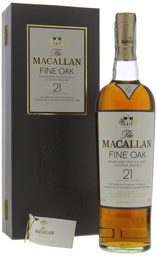 Macallan - 21 Years Old Fine Oak New Label 43% NV In Original Wooden Case
