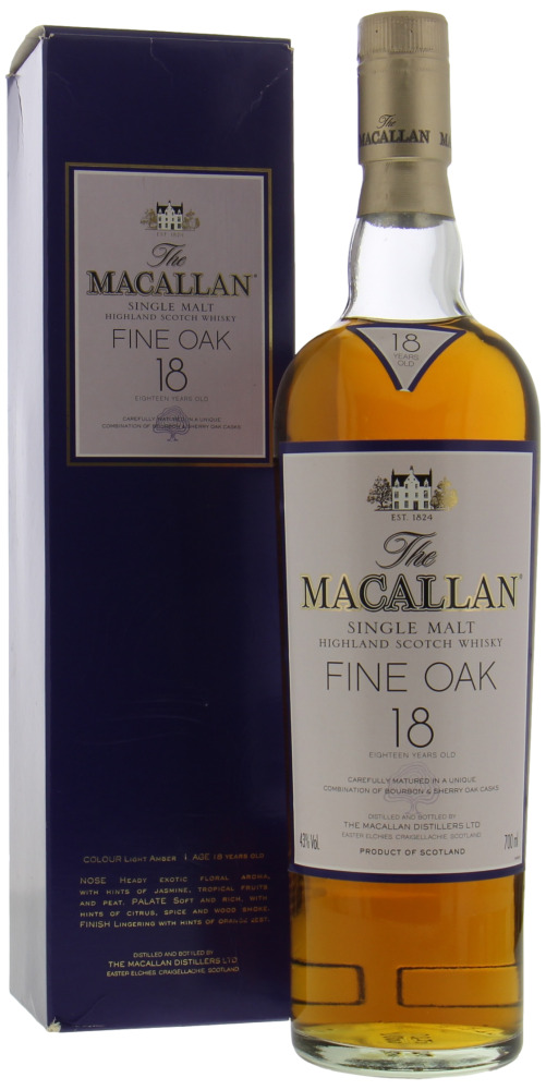 Macallan - 18 Years Old Fine Oak purple border 43% NV In Original Container