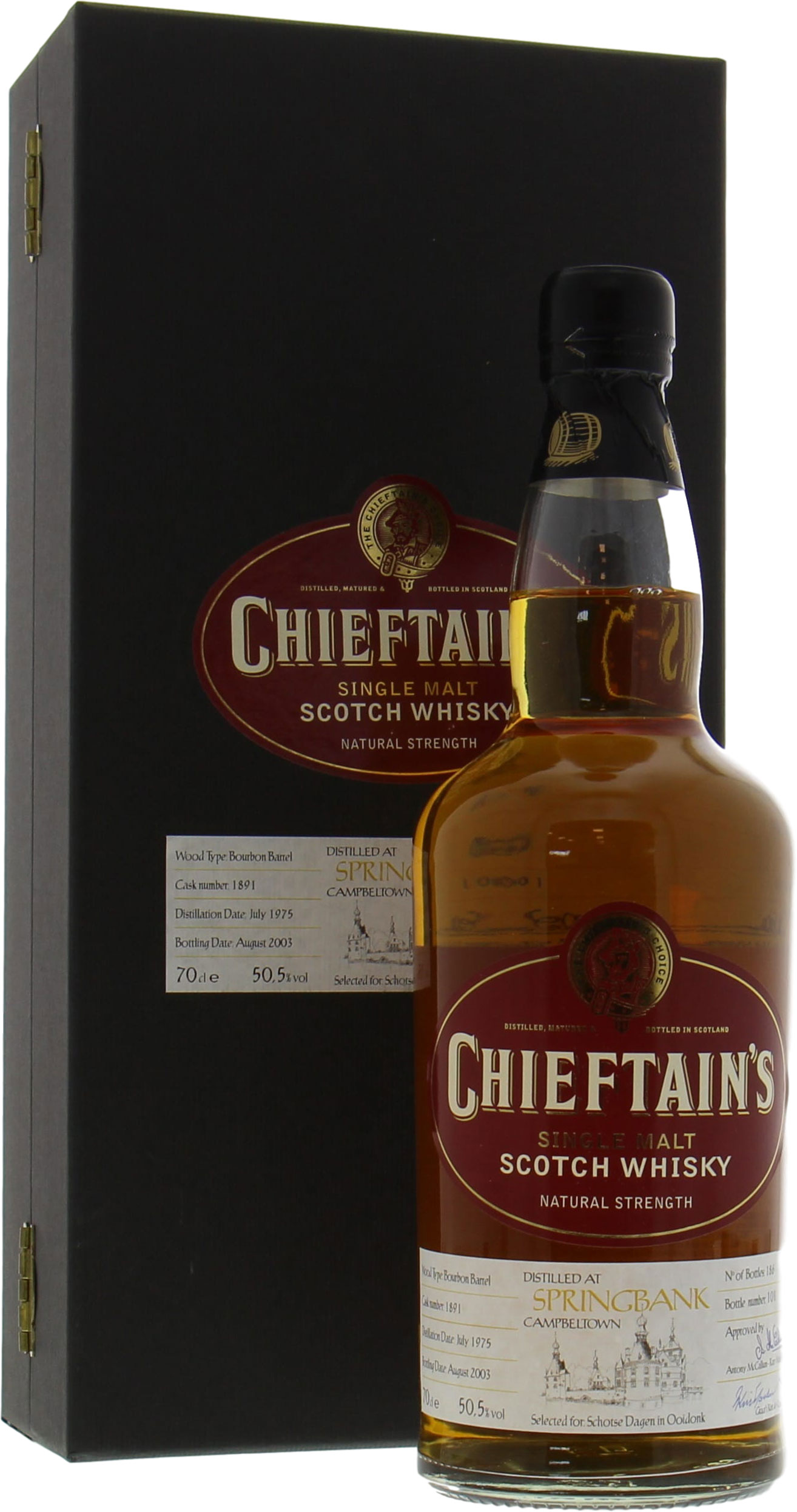 Springbank - 28 Years Old Chieftain's Cask:1891 50.5% 1975 In Original Container