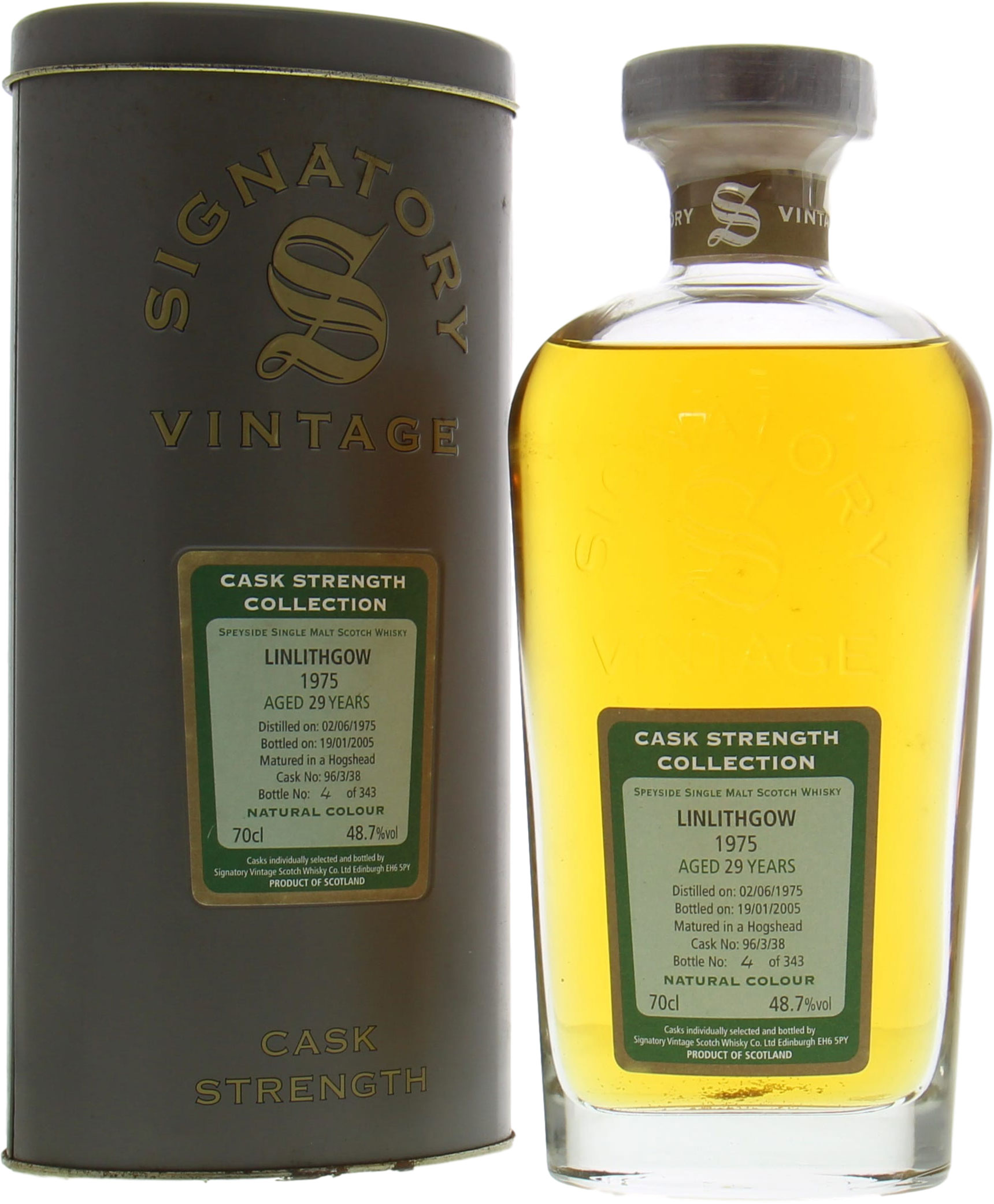 St. Magdalene - Linlithgow 29 Years Old Signatory vintage Cask 96/3/38 48.7% 1975 In Original Container