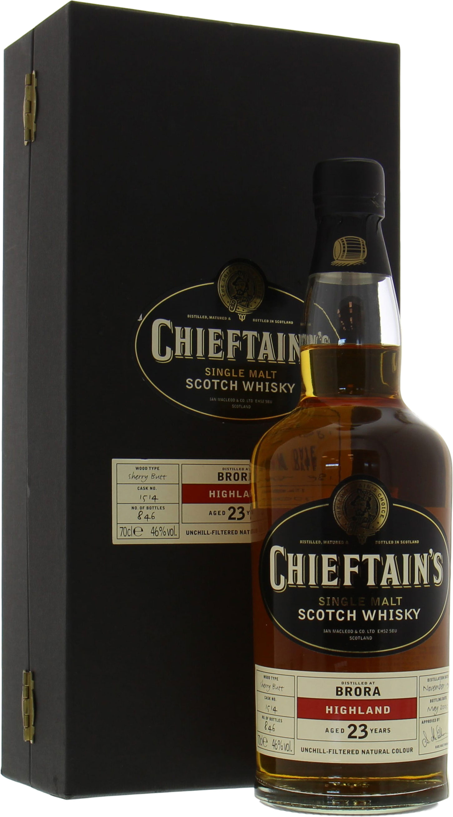 Brora - 23 Years Old Chieftains's Cask:1514 46% 1981 In Original Container