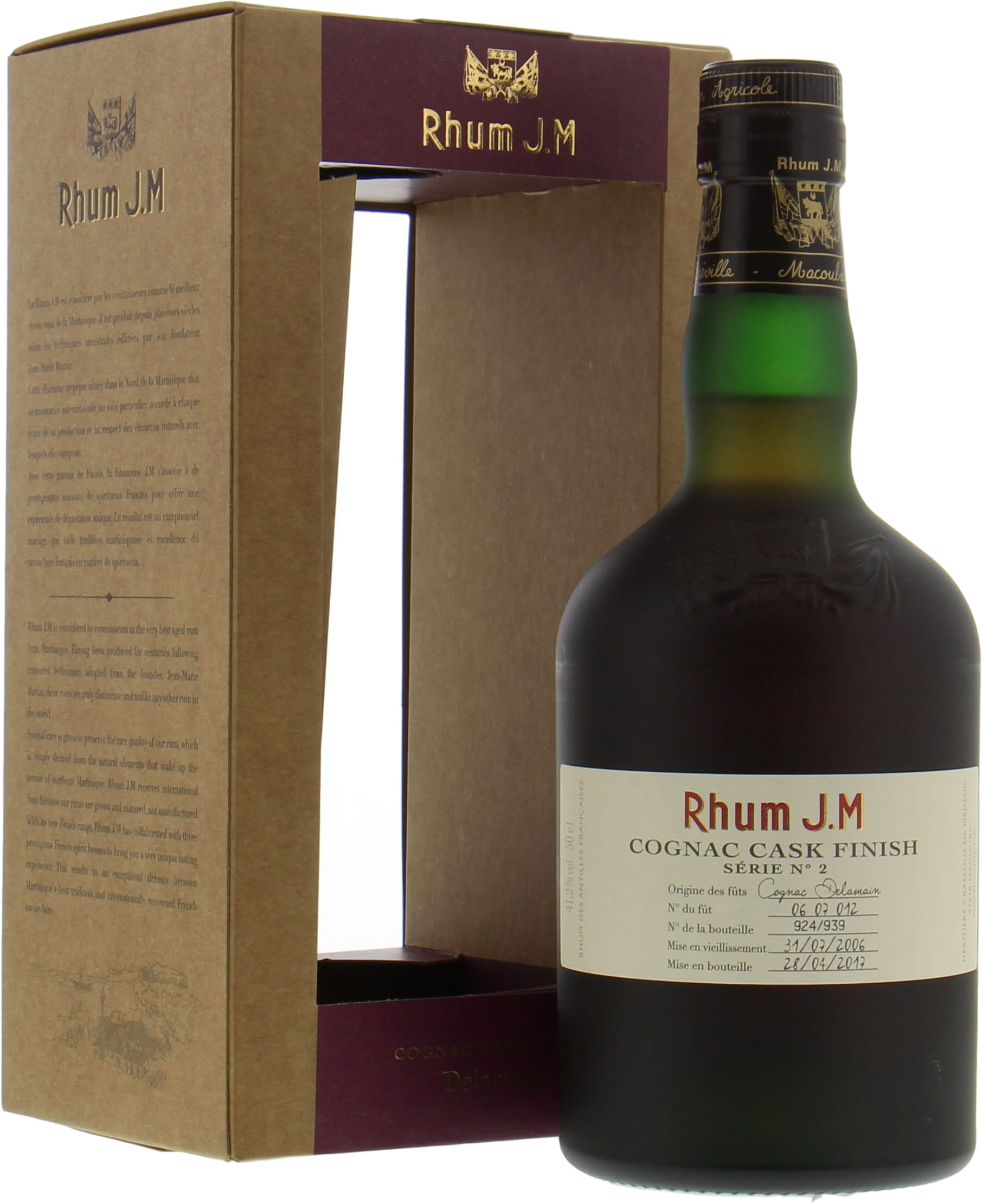 Rhum JM - Cognac Cask Finish Rhum Agricole 41.2% 2006 In Original Carton