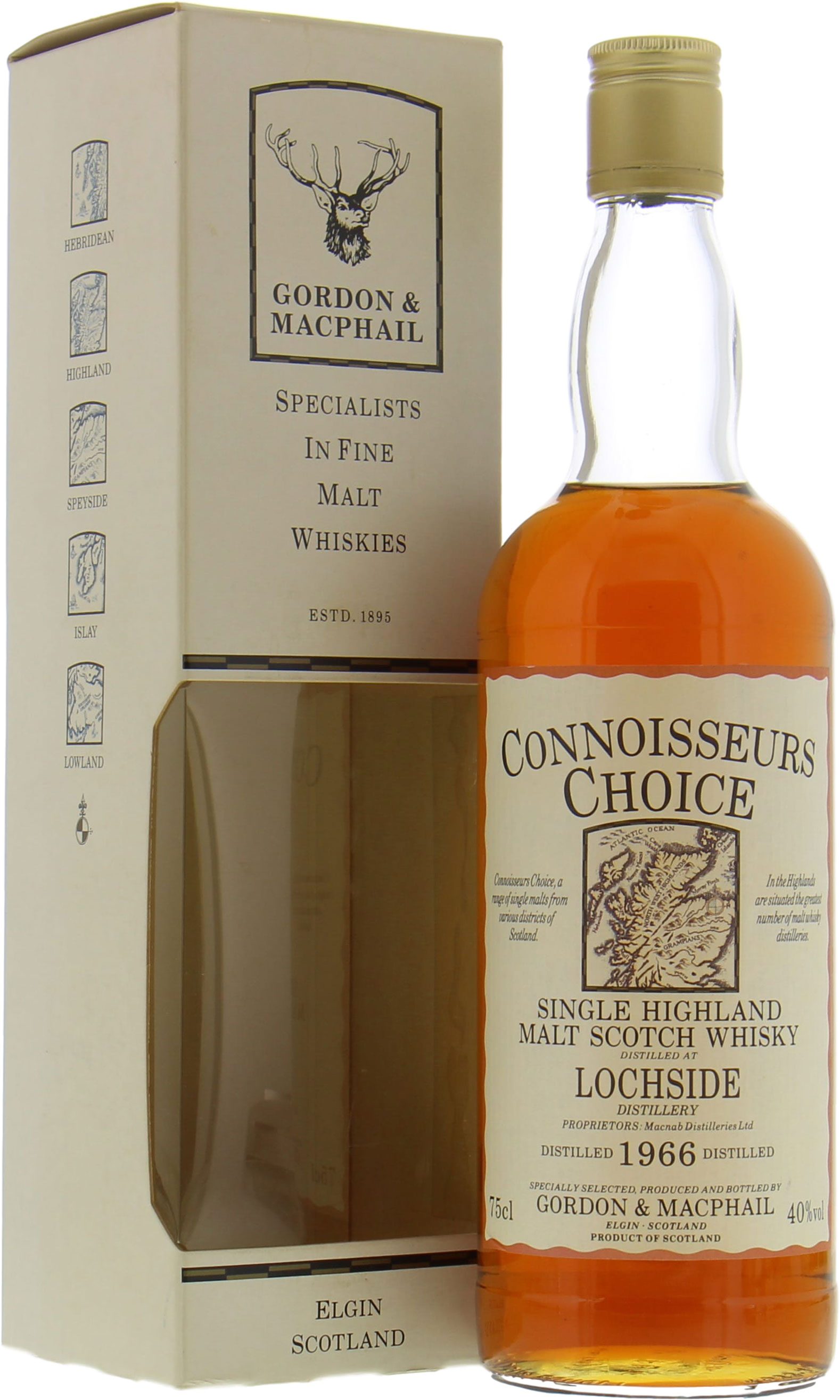 Lochside - 1966 Connoisseurs Choice Map Label 40% 1966 In Original Container