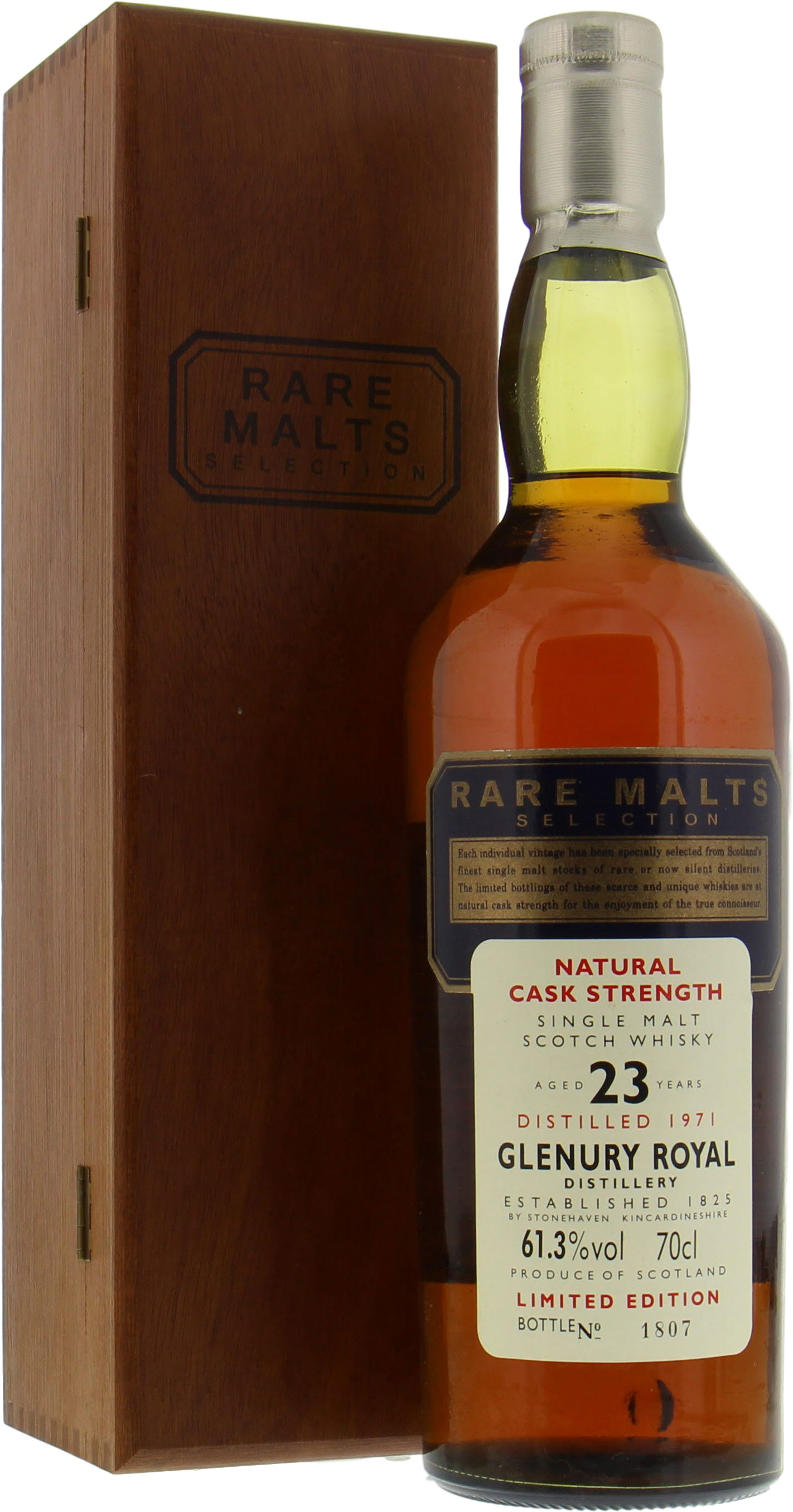 Glenury Royal - 23 Years Old Rare Malts Selection 61.3% 1971 In Original Wooden Case