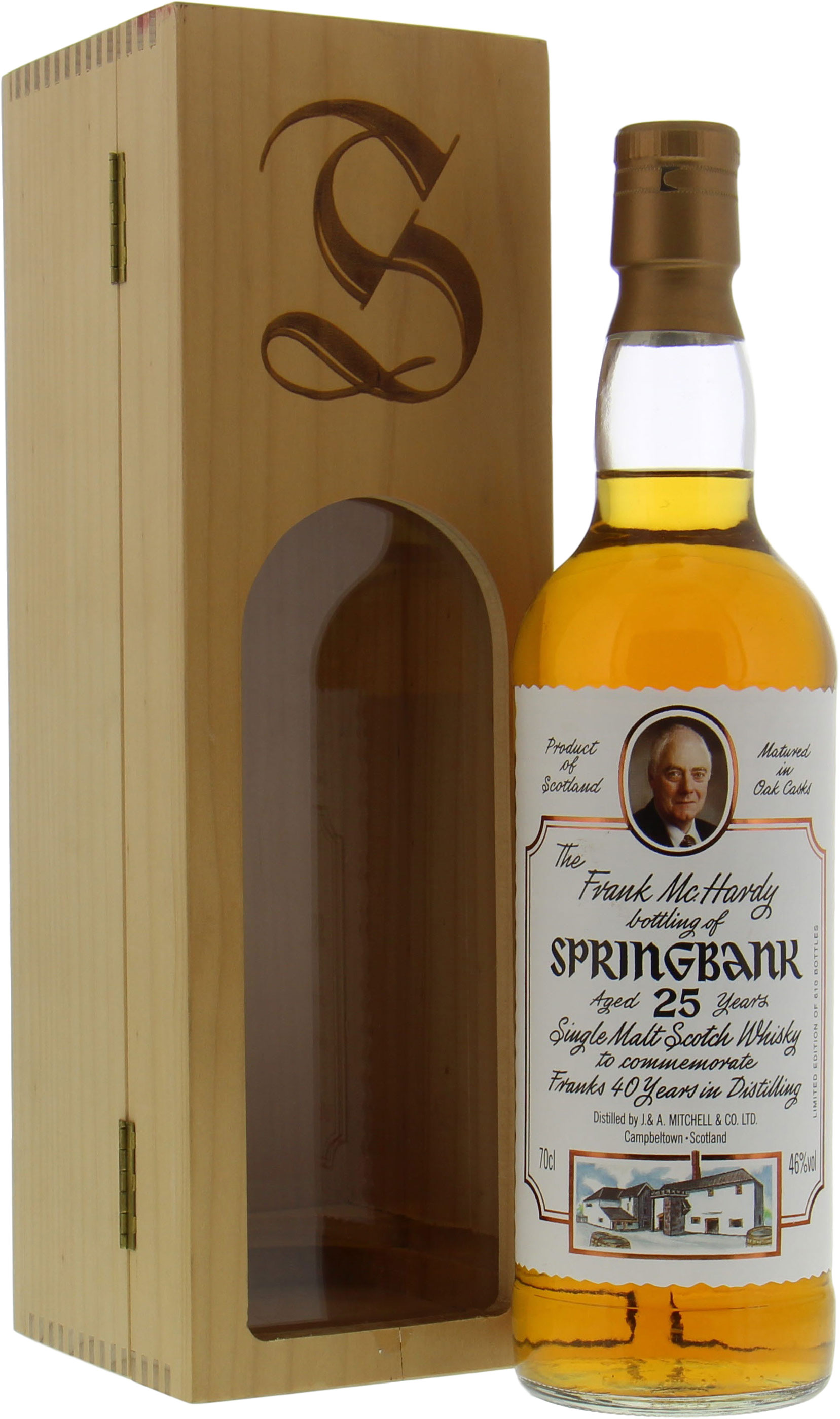 Springbank - 25 Years Old Frank McHardy 40 Years in Distilling 46% 1974 In Original Wooden Case