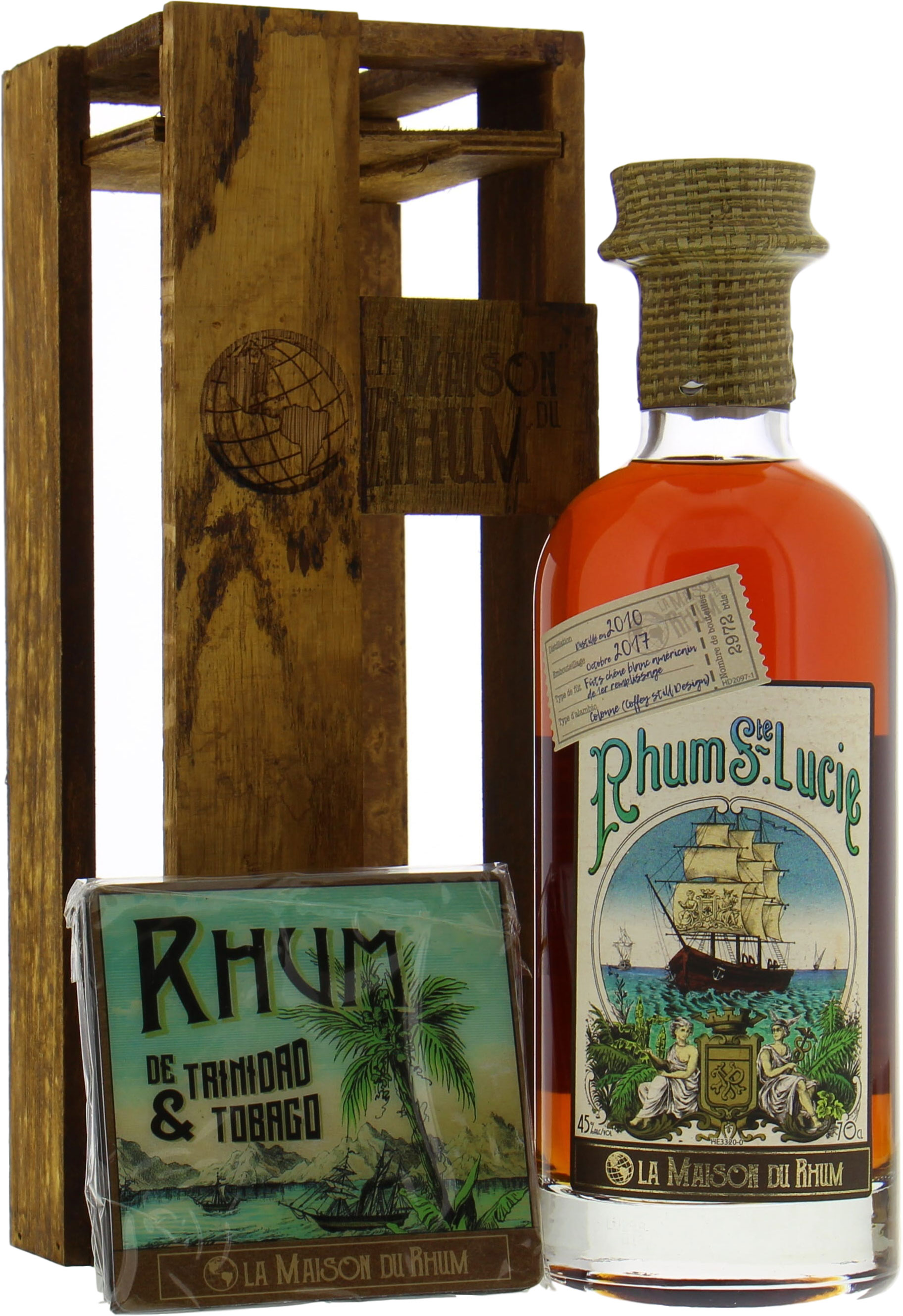 St. Lucia Distillers - 7 Years Old Rhum St. Lucie La Maison Du Rhum 45% 2010 In Original Wooden Case