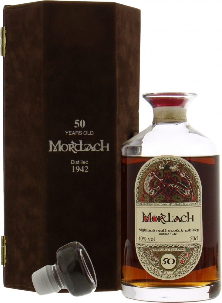 Mortlach - 1942 50 Years Old The Dram Taker's Book of Kells Decanter 40% 1942 In Original Wooden Case 10002