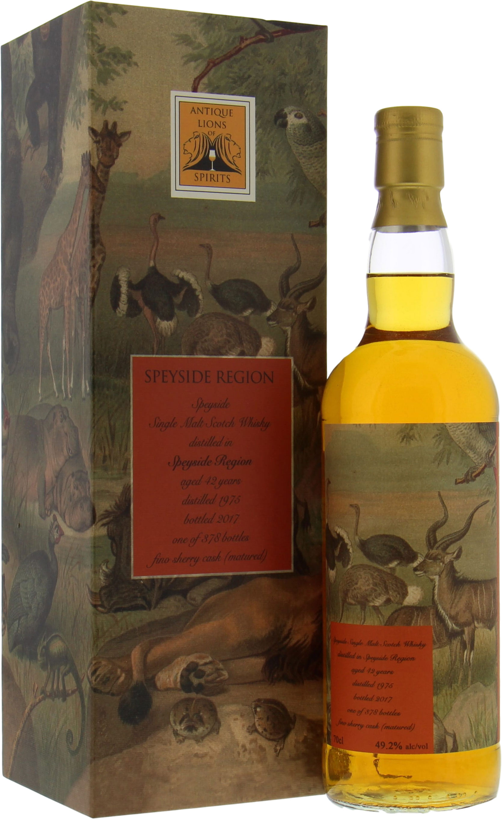 Speyside Region - 42 Years Old Antique Lions of Spirits Savannah Series 49.2% 1975 In Original Container