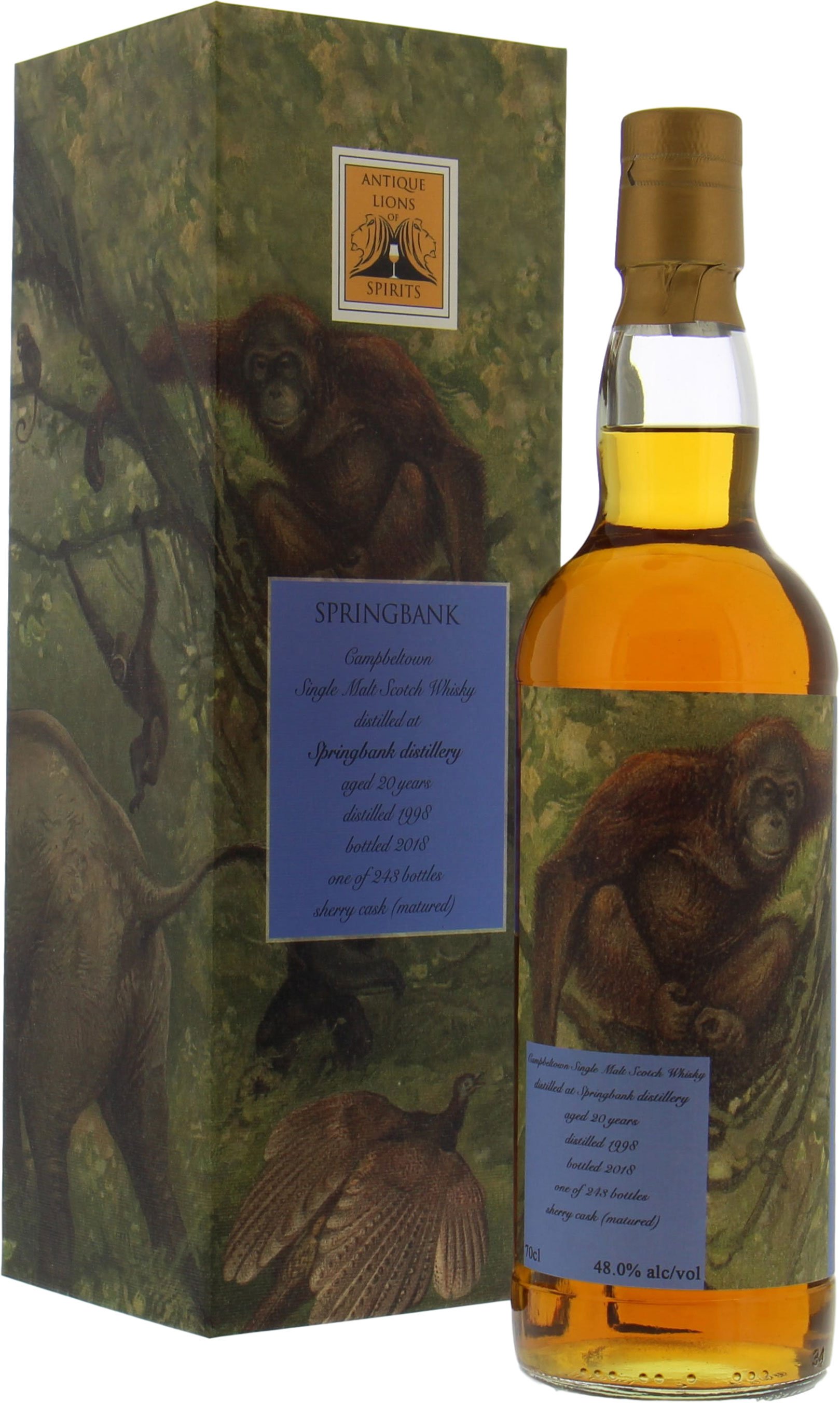 Springbank - 20 Years Old Antique Lions of Spirits Savannah Series 48% 1998 IN OC