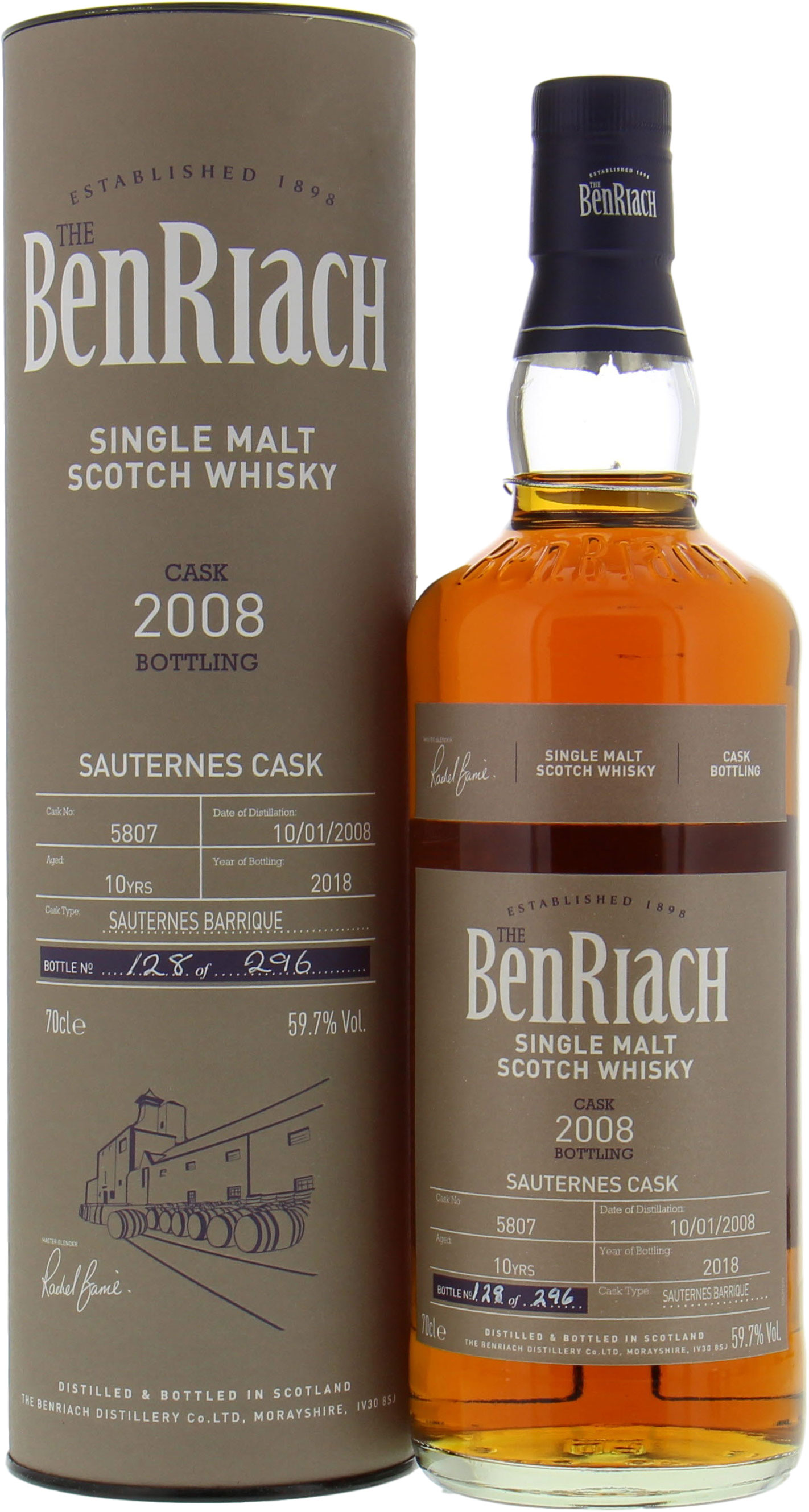 Benriach - 10 Years Old Batch 15 Single Cask 5807 59.7% 2008 In Original Container