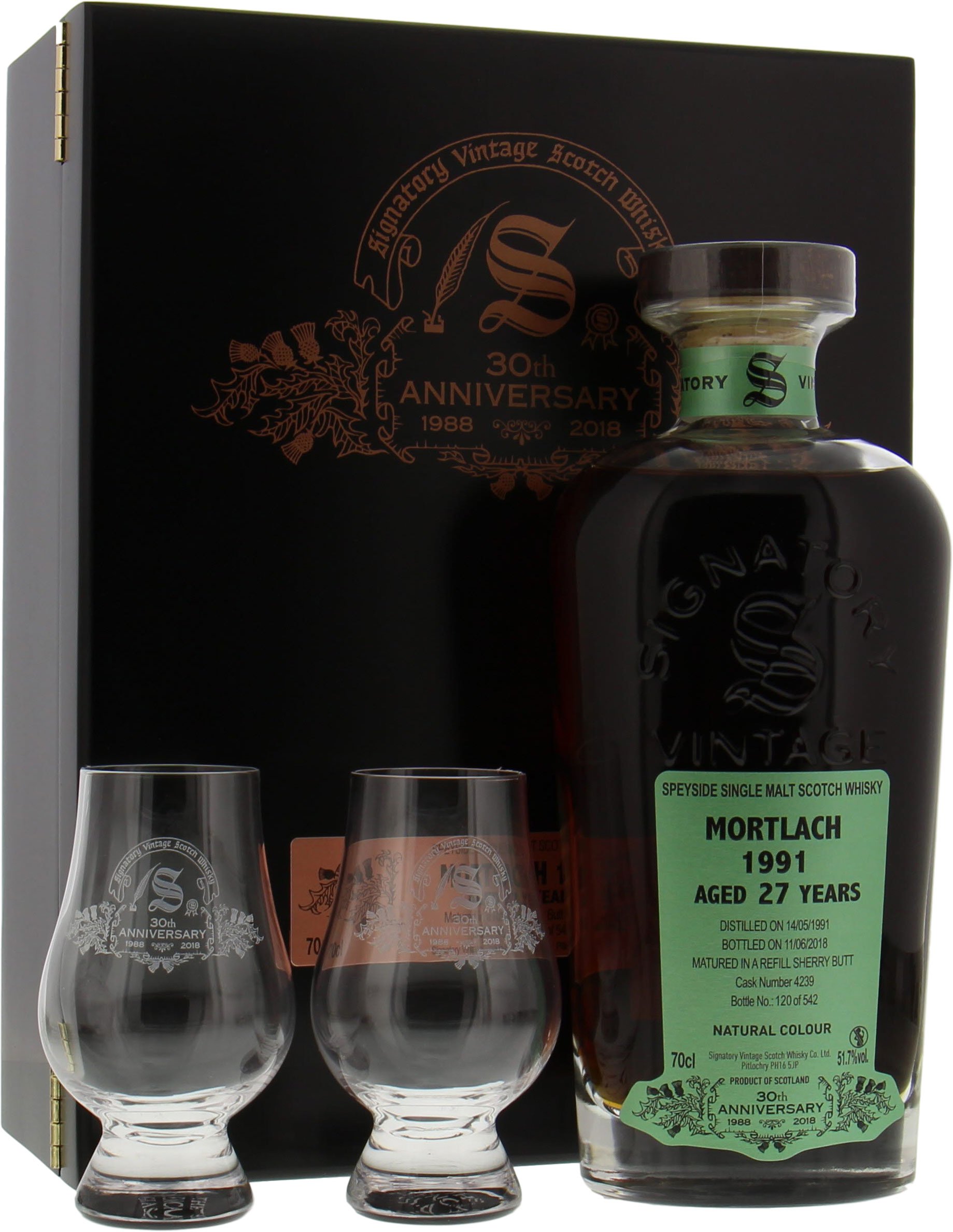 Mortlach - 27 Years Old Signatory 30th Anniversary Cask 4239 51.7% 1991 In Original Wooden Container