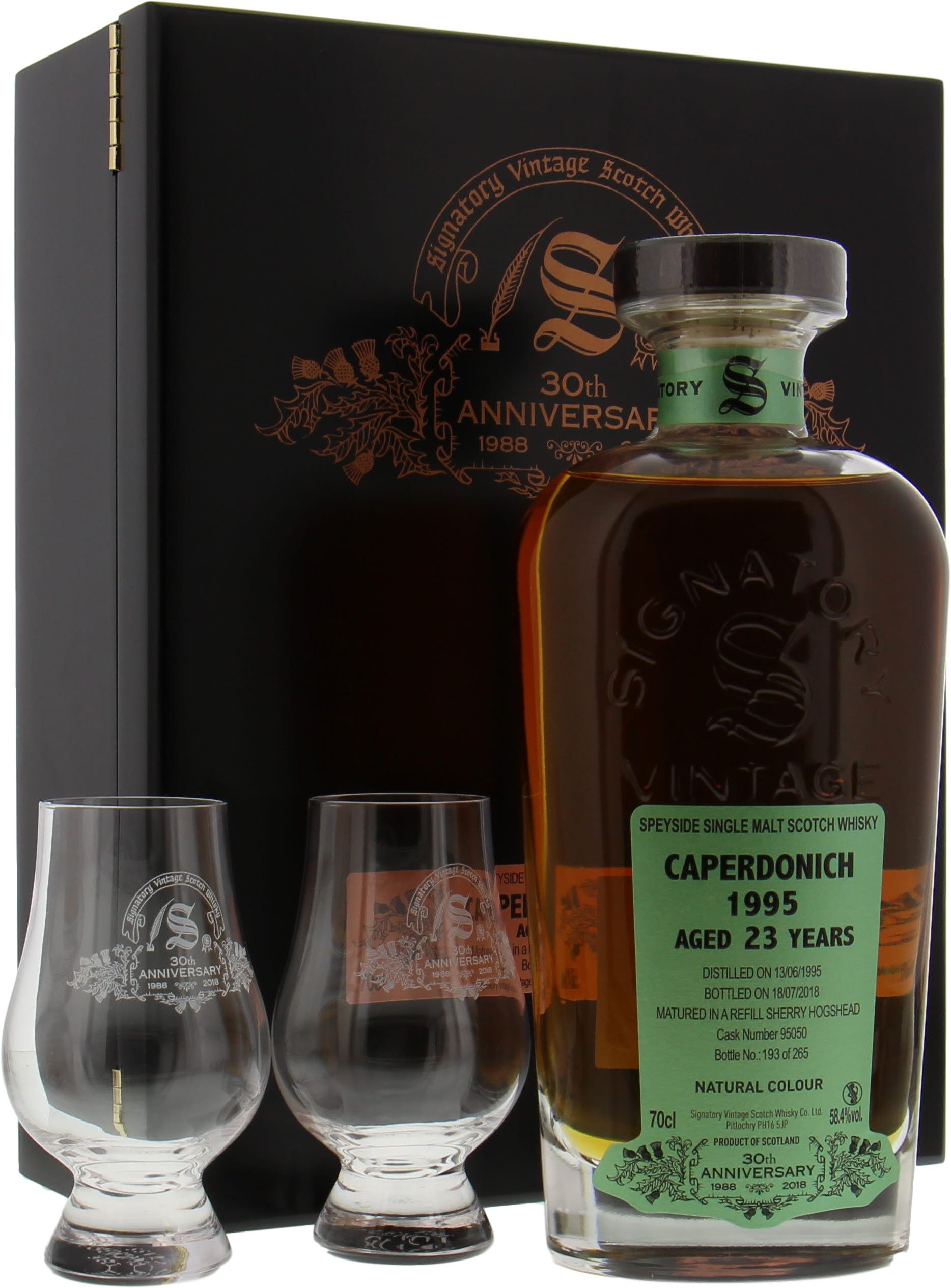 Caperdonich - 23 Years Old Signatory 30th Anniversary Cask 95050 58.4% 1995 In Original Wooden Container