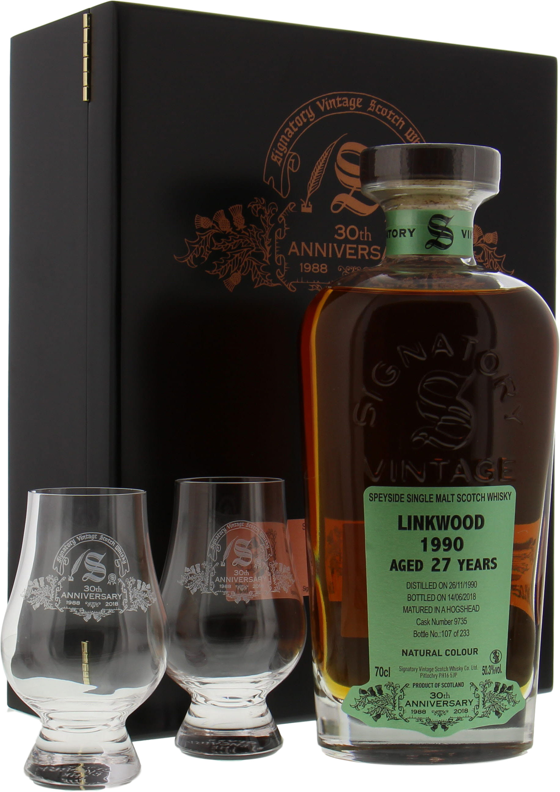 Linkwood - 27 Years Old Signatory 30th Anniversary Cask 9735 50.3% 1990 In Original Wooden Container