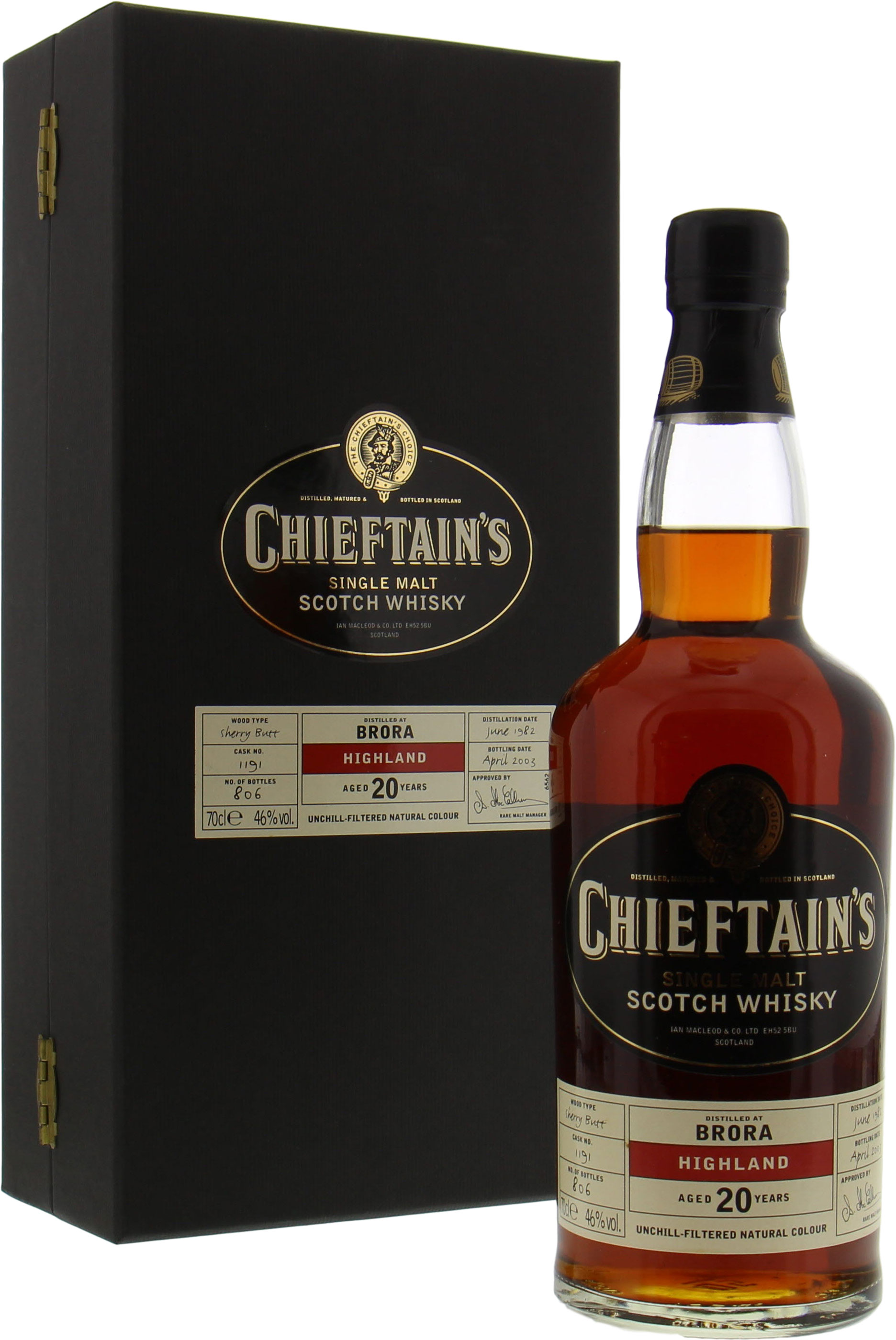 Brora - 20 Years Old Chieftain's Choice Cask 1195 46% 1982 In Original Container