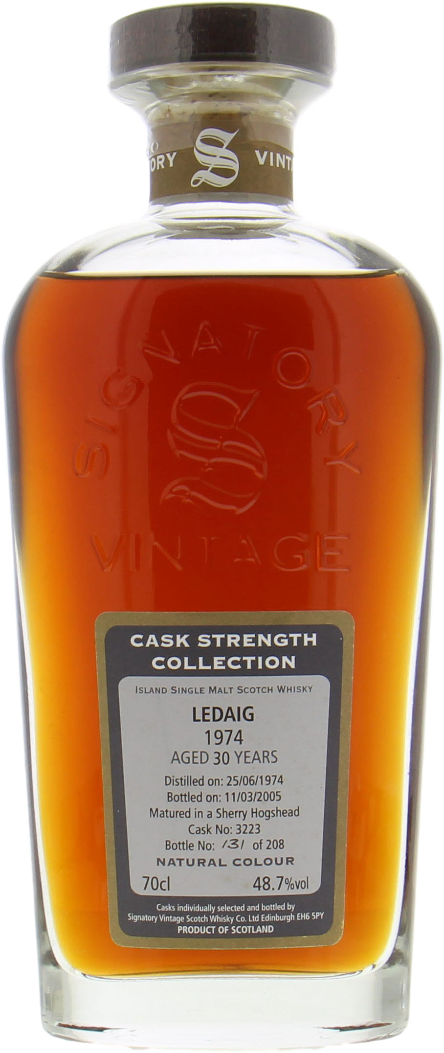 Ledaig - 30 Years Old Signatory Vintage Cask 3223 48.7% 1974 No Original Container Included