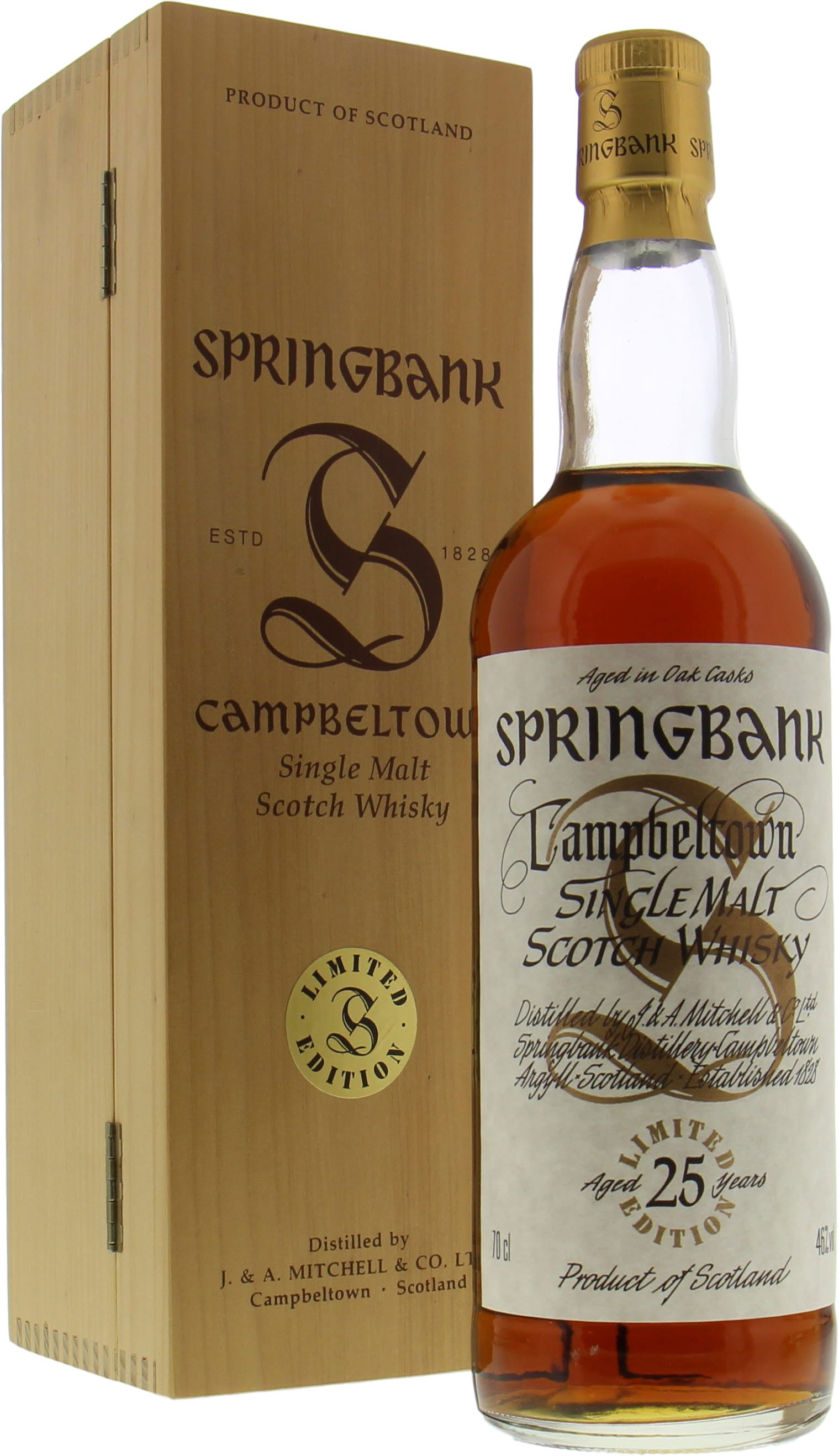 Springbank - 25 Years Old Millennium Bottling Limited Edition 46% NV In Original Wooden Case 10001