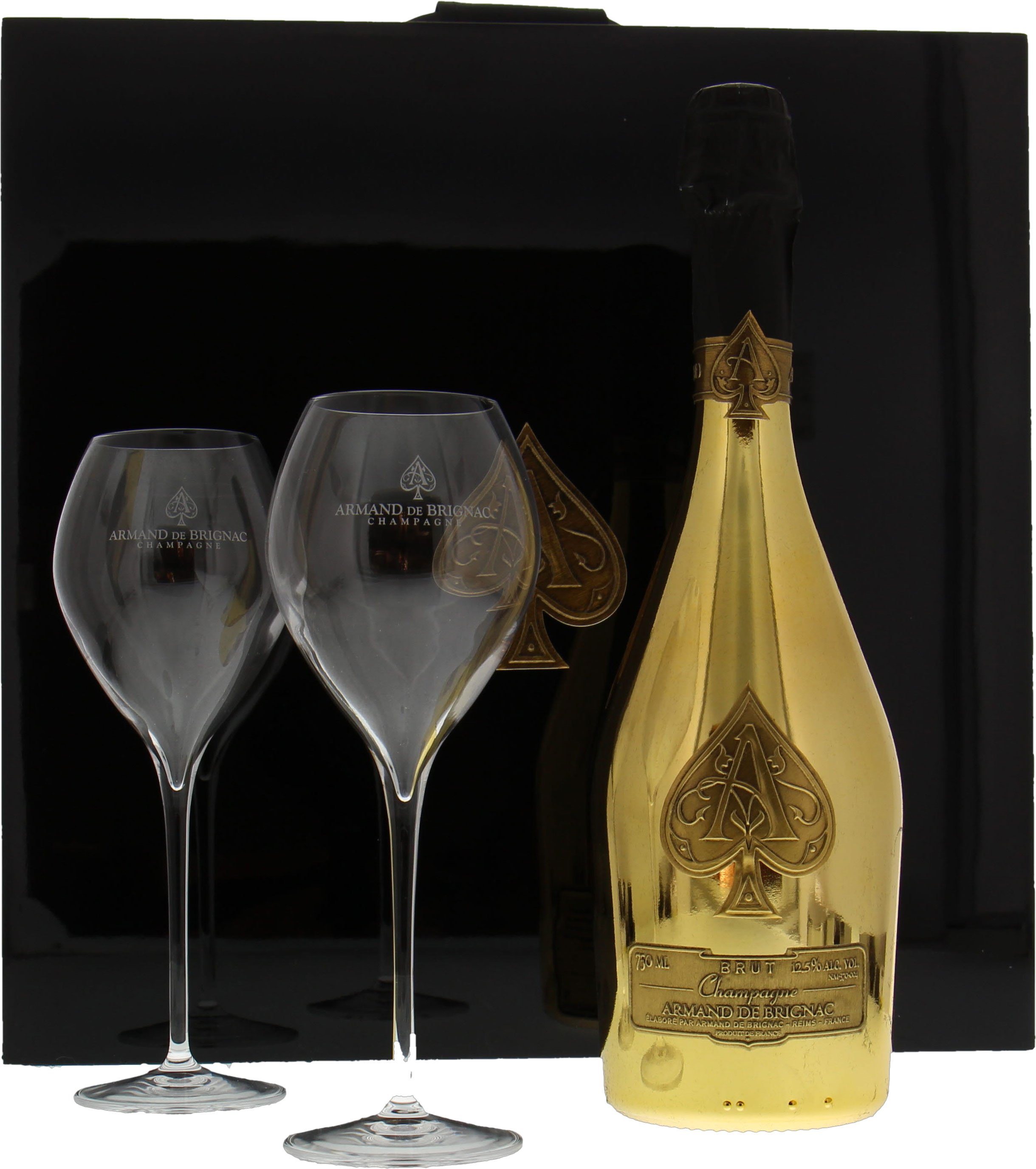 Armand de Brignac - Gold Brut luxury coffret with 2 glasses NV Perfect
