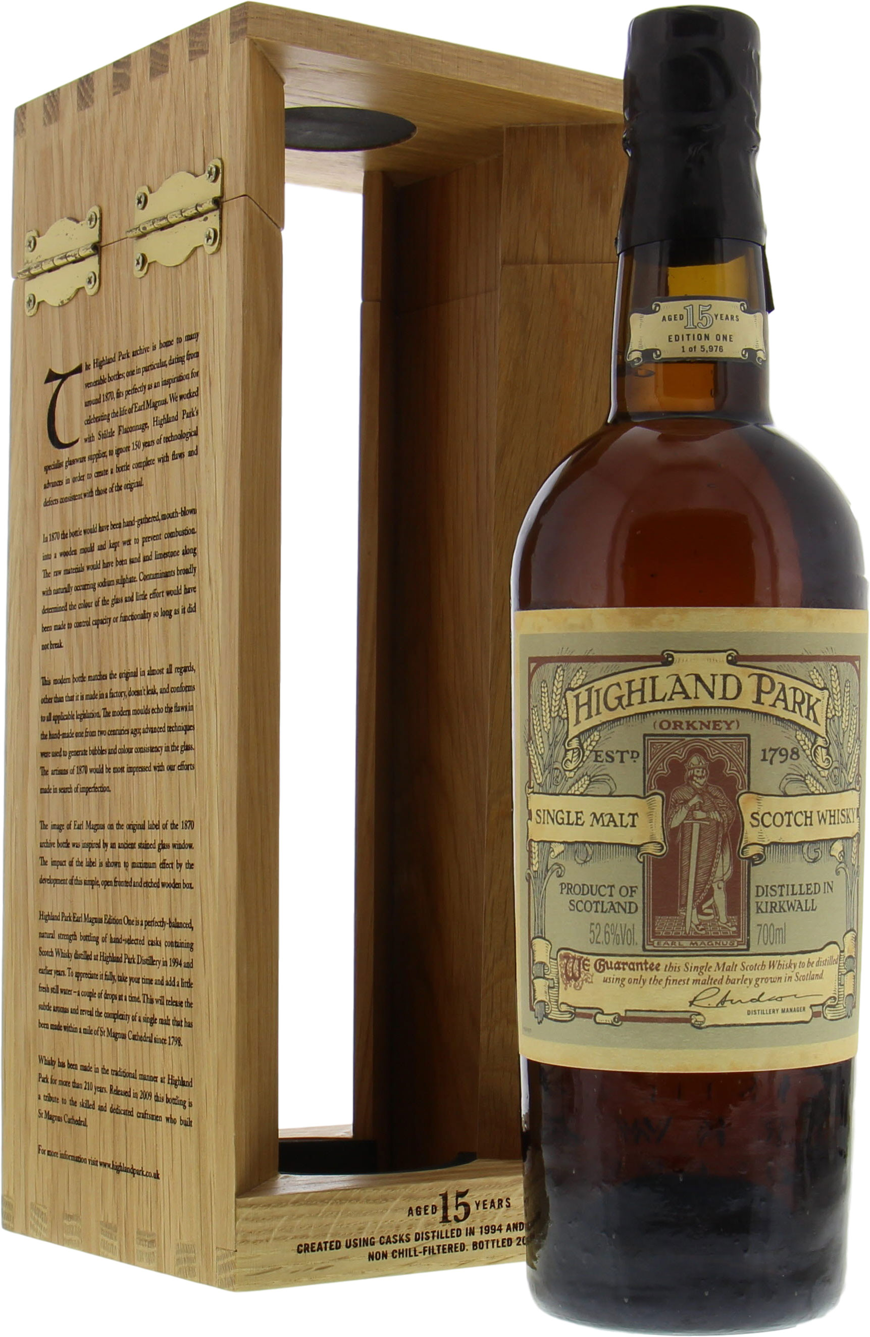 Highland Park - Earl Magnus 52.6% 1998 In Original Wooden Case 10002
