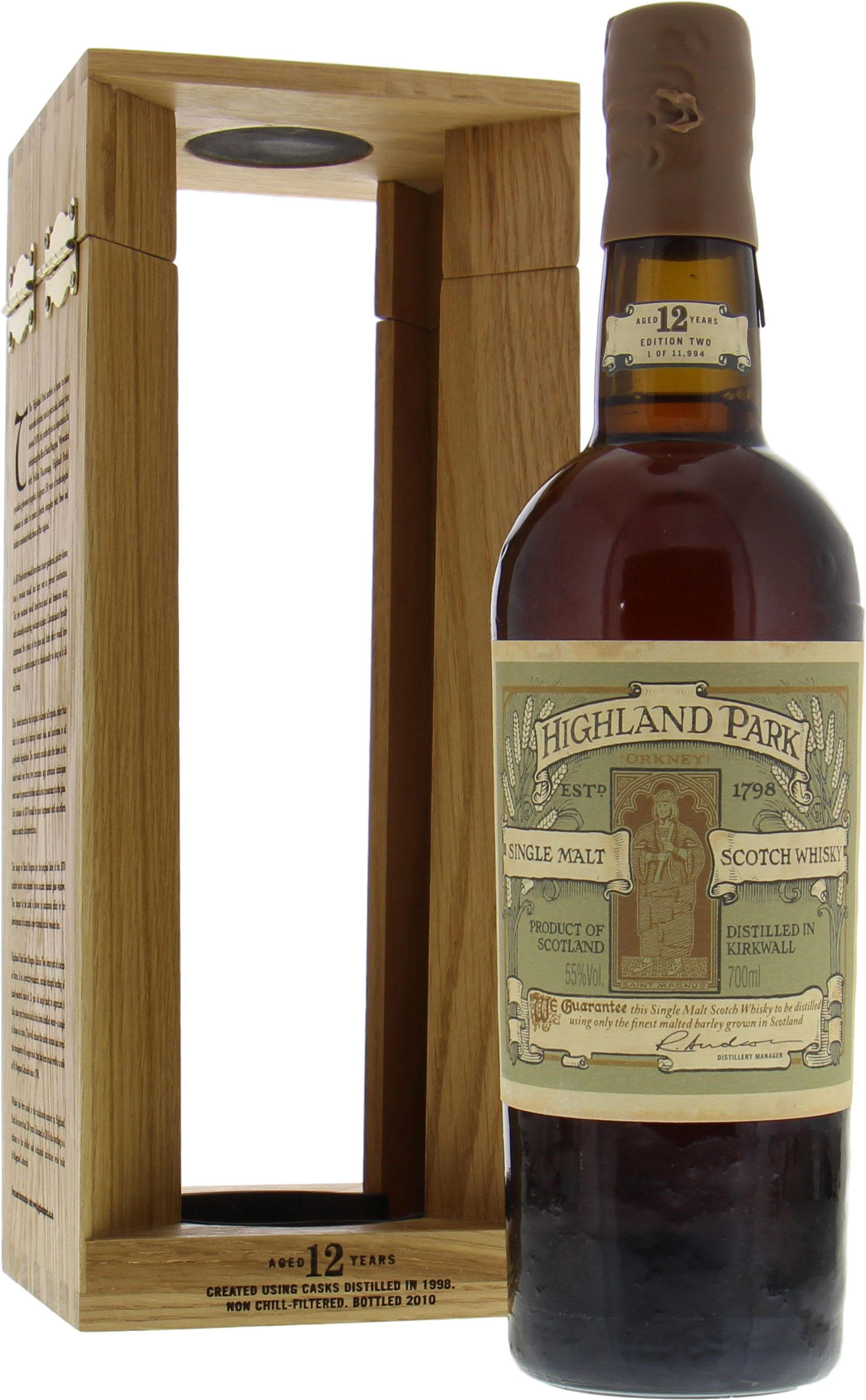 Highland Park - Saint Magnus 55% 1998 In Original Wooden Case 10002