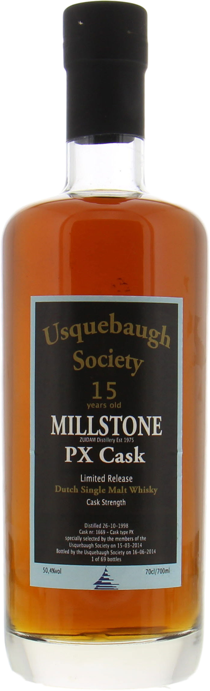 Millstone - 15 Years Old PX Cask 1669 Usquebaugh Society 50.4% 1998 Perfect