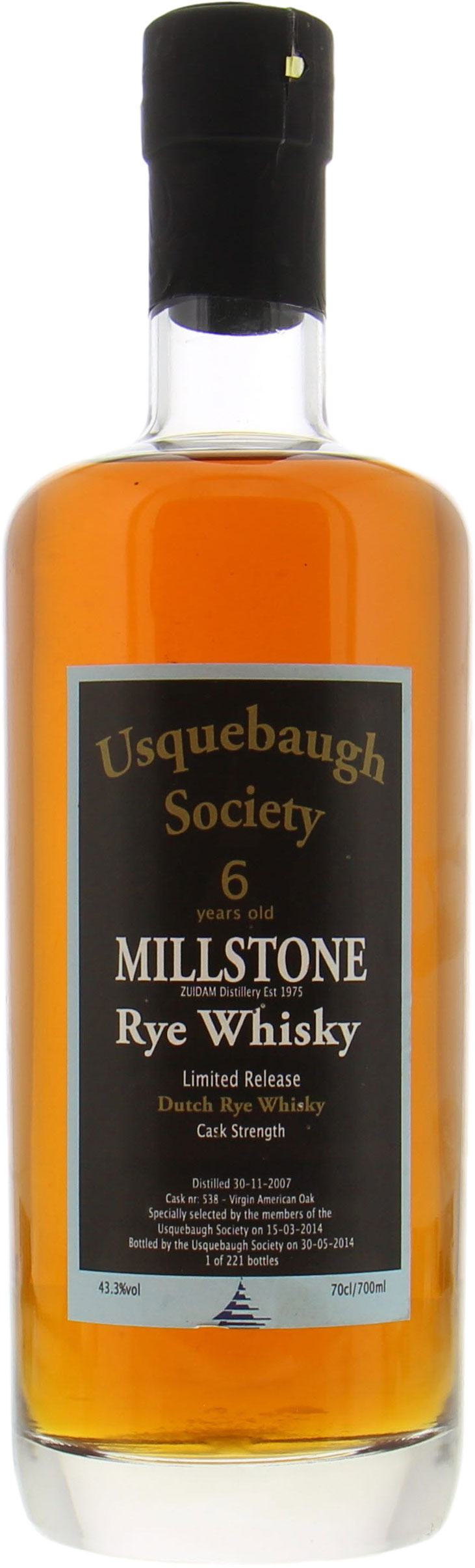 Millstone - 6 Years Old Rye Cask 538 Usquebaugh Society 43.3% 2007