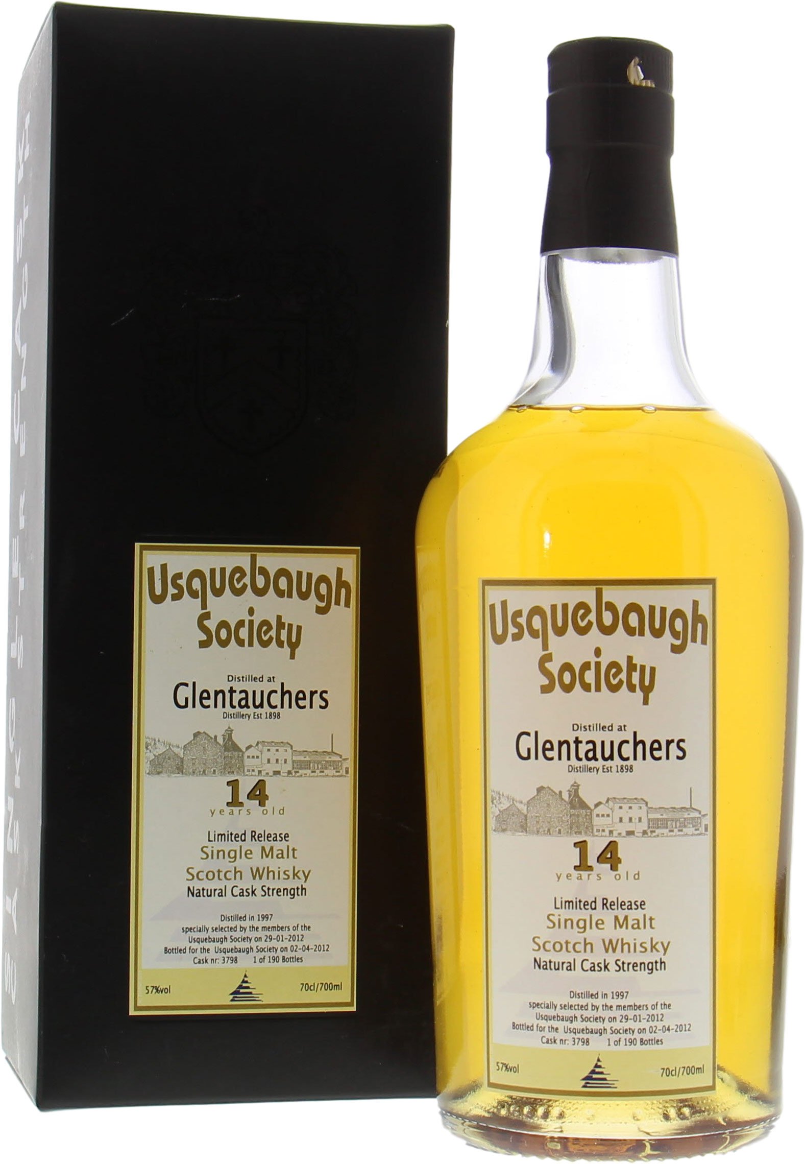 Glentauchers - 14 Years Old Usquebaugh Society Cask 3798 57% 1999 In Original Container