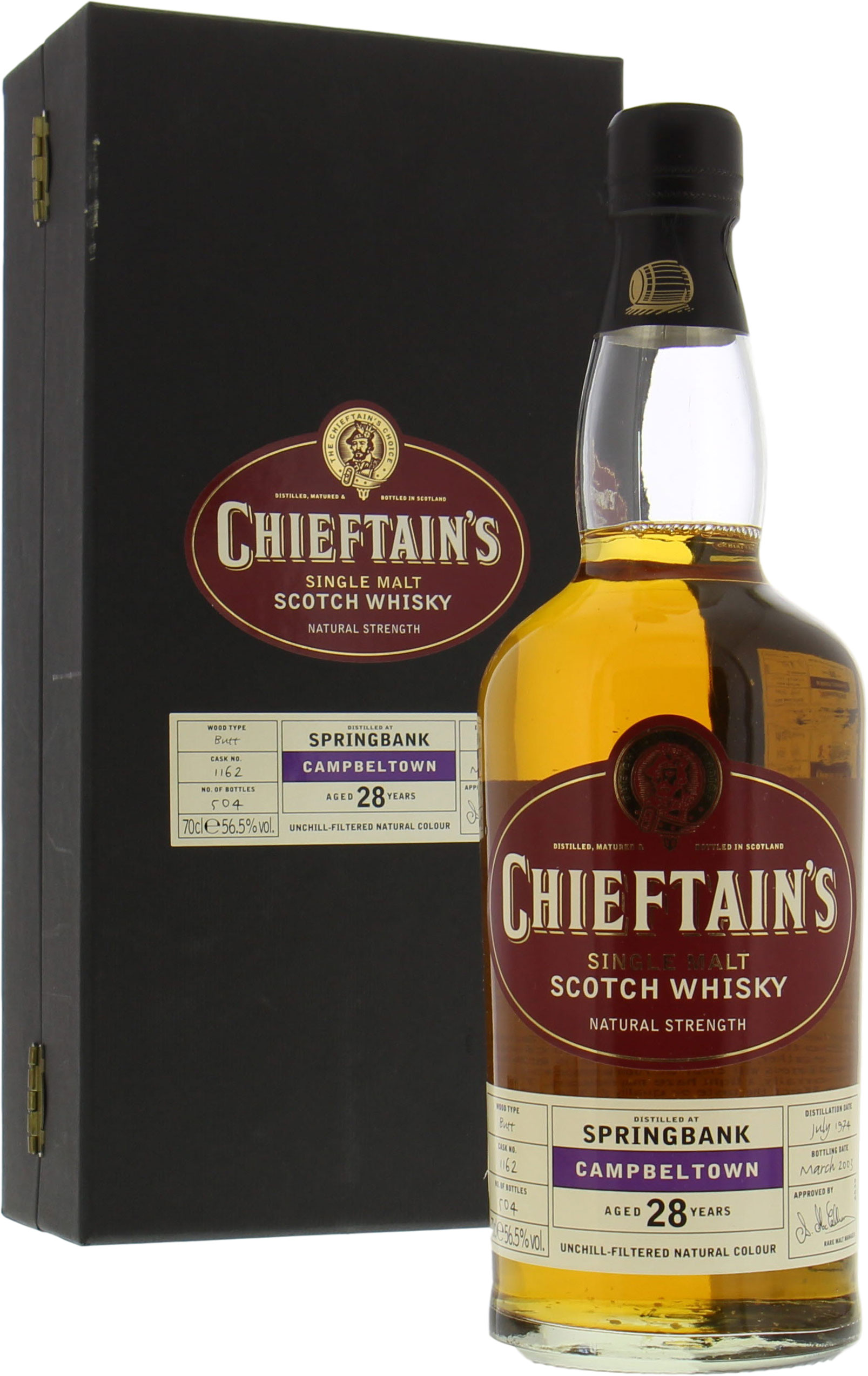 Springbank - 28 Years Old Chieftain's Cask 1162 56.5% 1974 In Original Container