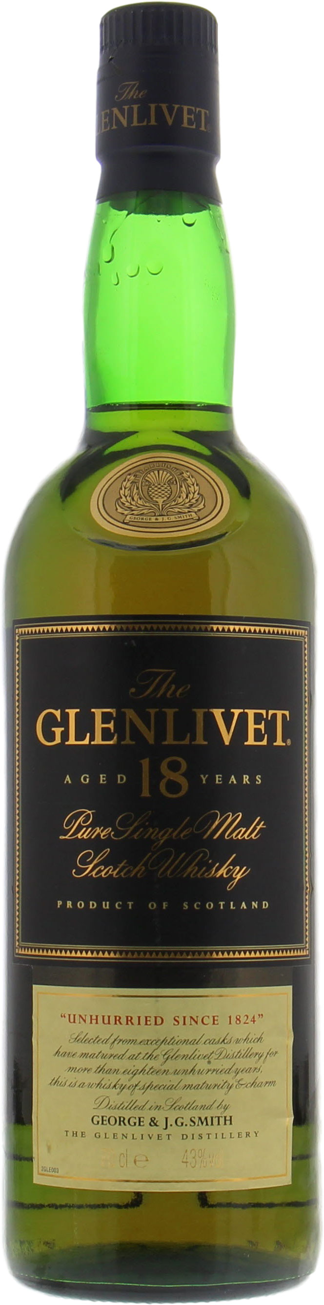 Glenlivet - 18 Years Old two-part label unhurried since 1824 43% NV