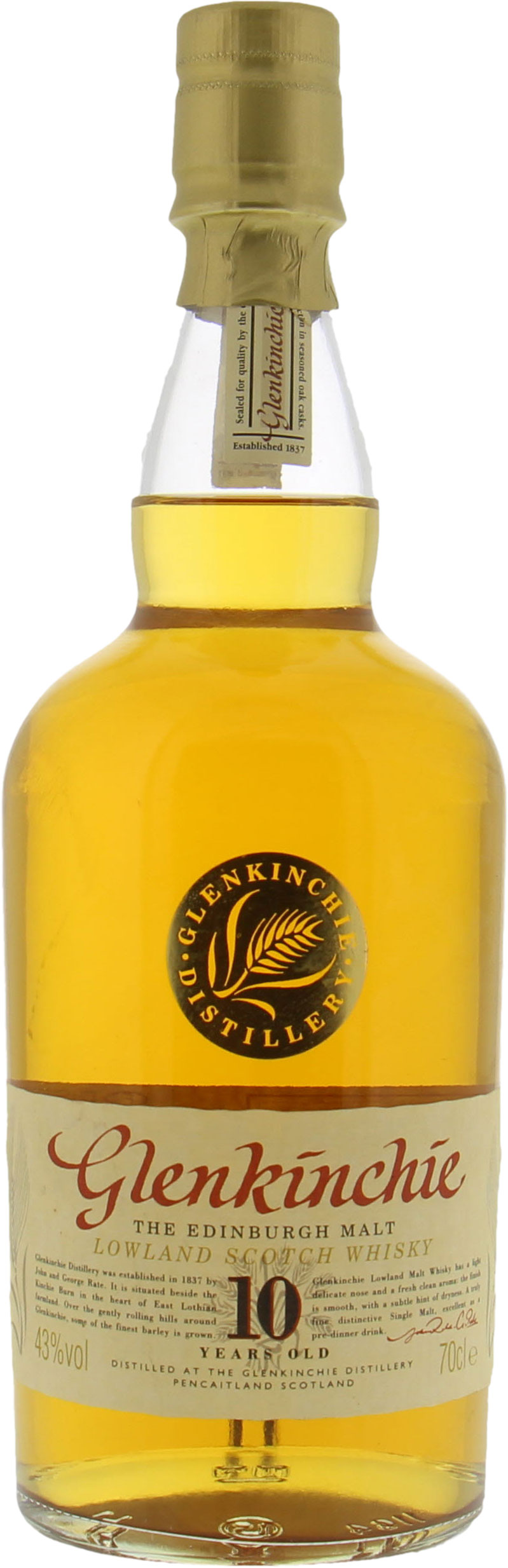 Glenkinchie - 10 Years Old Version 43% NV Nor Original Container Included