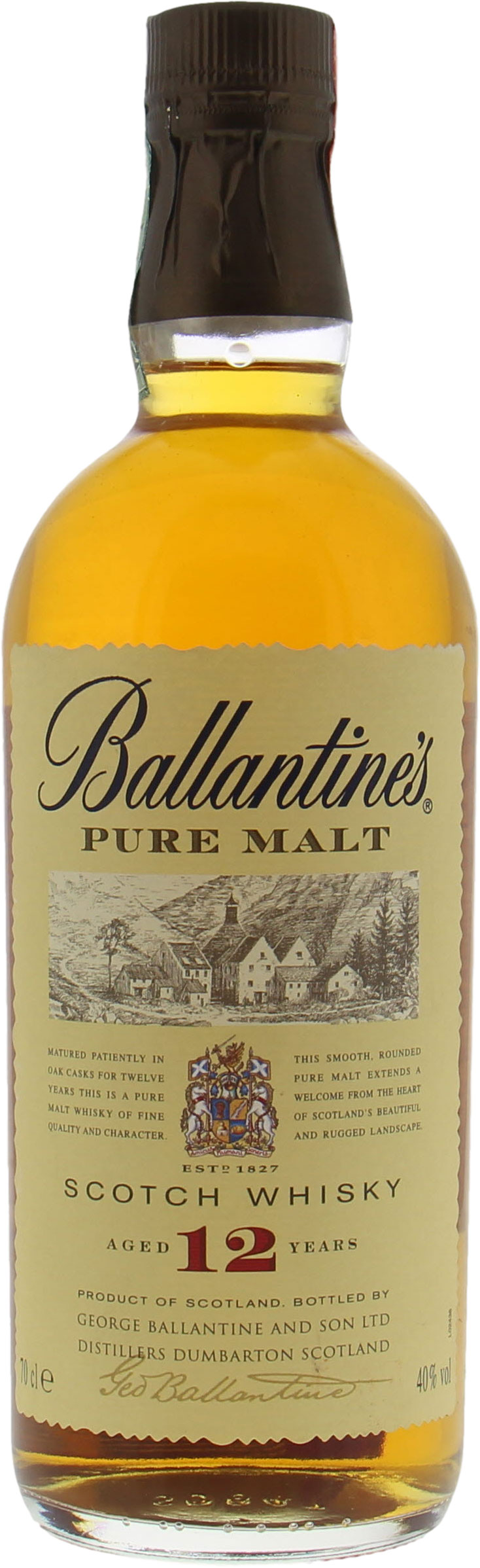 Ballantines - 12 Years Old Pure Malt 40% NV No Original Box Included