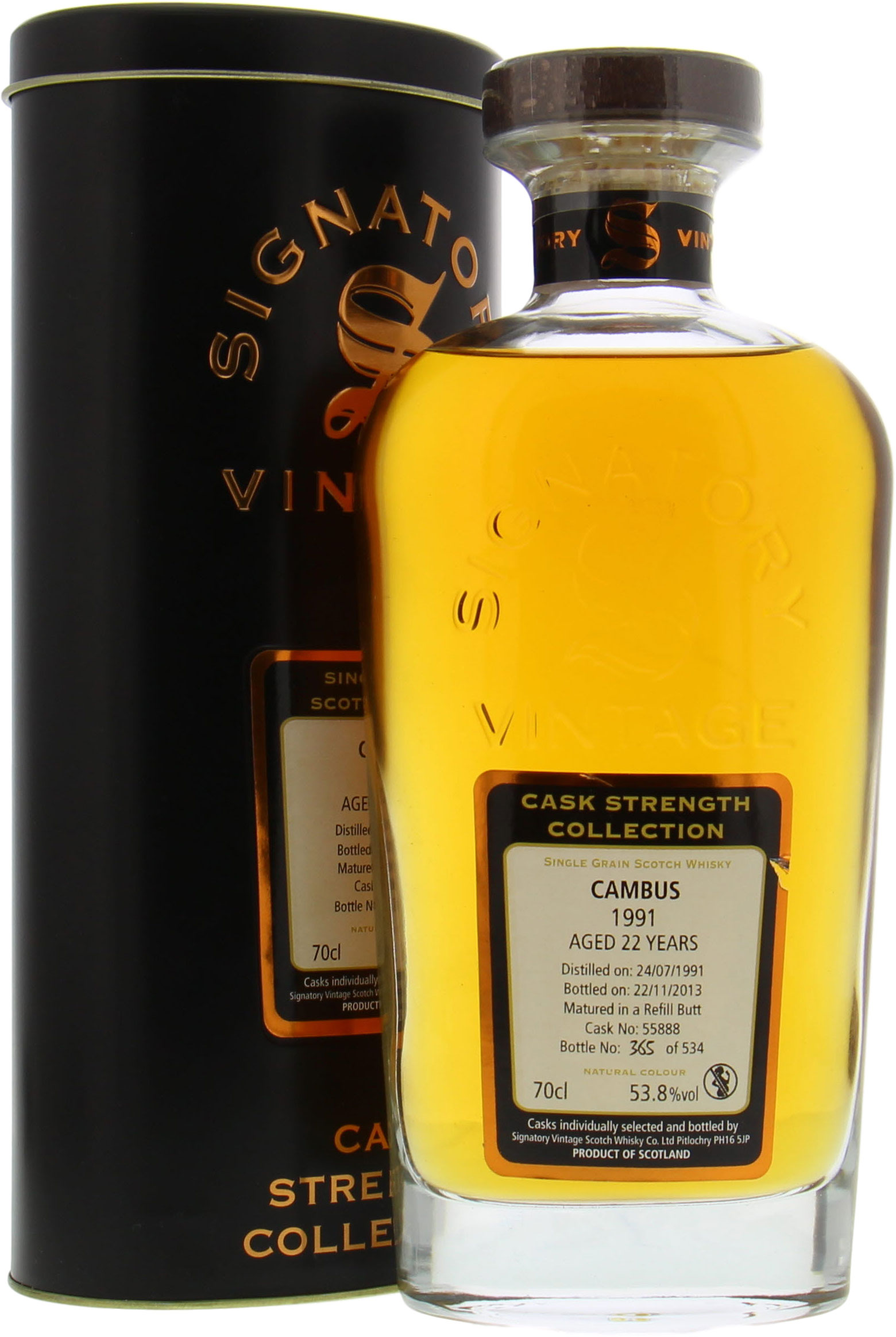 Cambus - 22 Years Old Signatory Vintage Cask 55888 53.8% 1991
