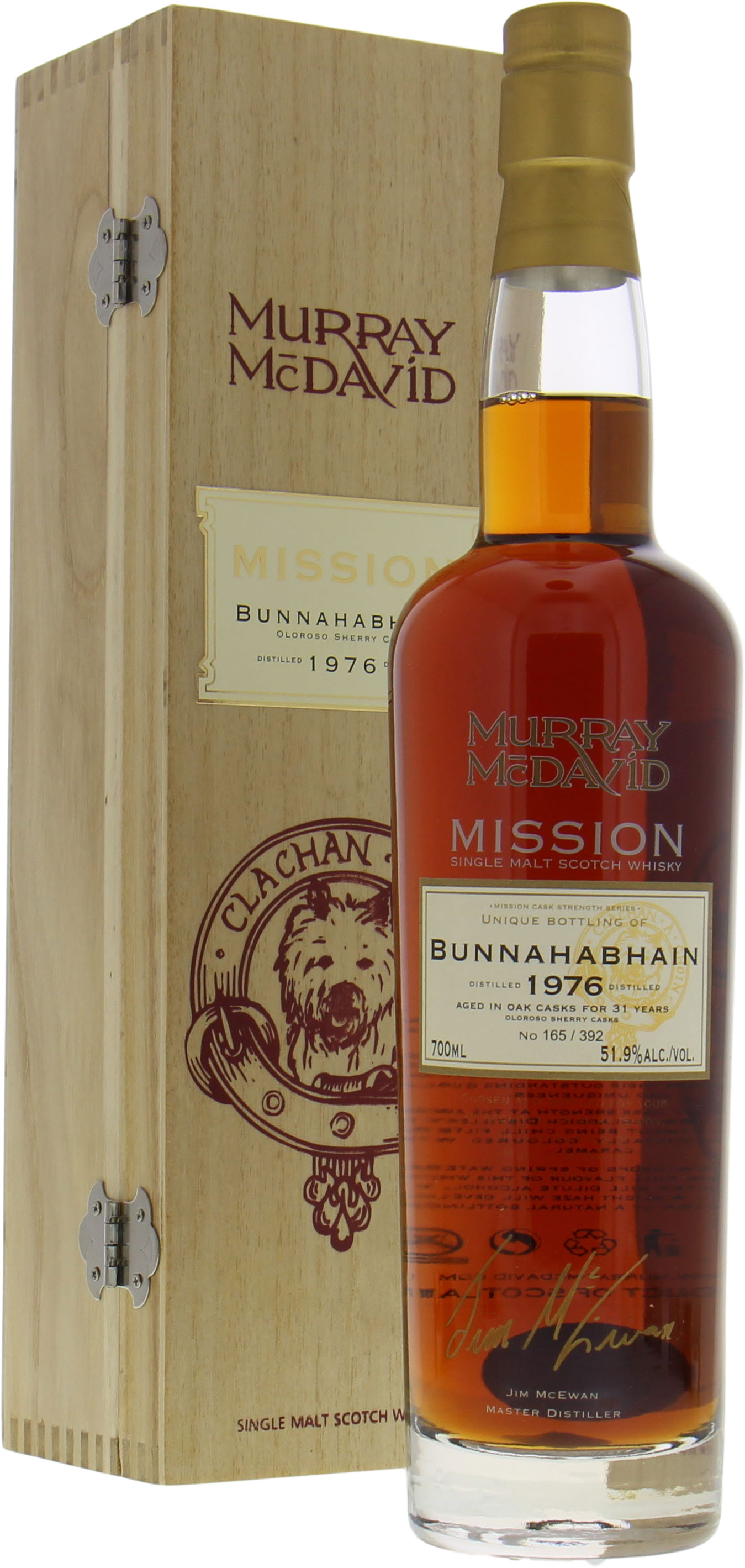Bunnahabhain - 31 Years Old Murray McDavid Mission Cask Strength 51.9% 1976 In Original Wooden Box